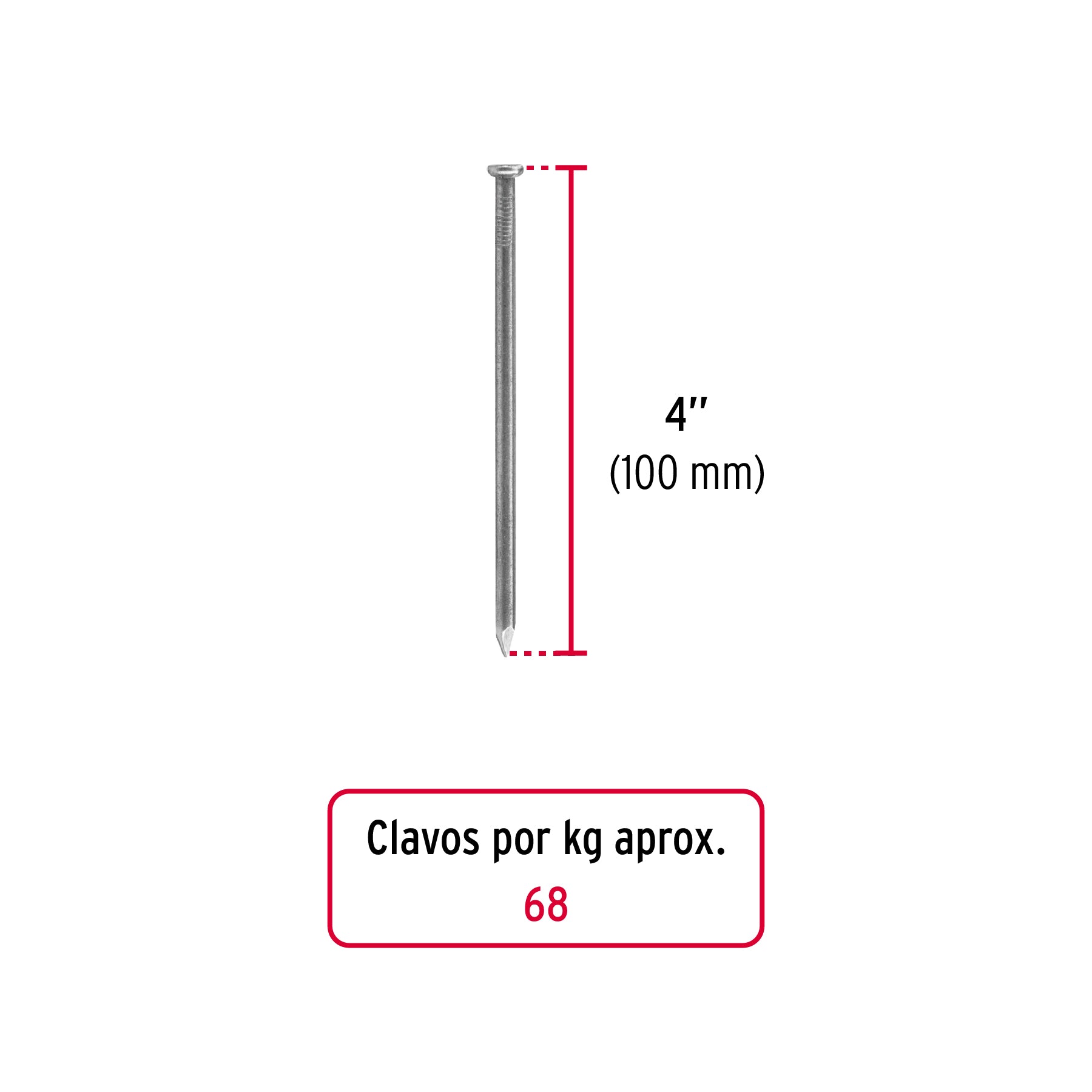 Clavo con Cabeza Standard 4" Fiero Bolsa 1 Kg