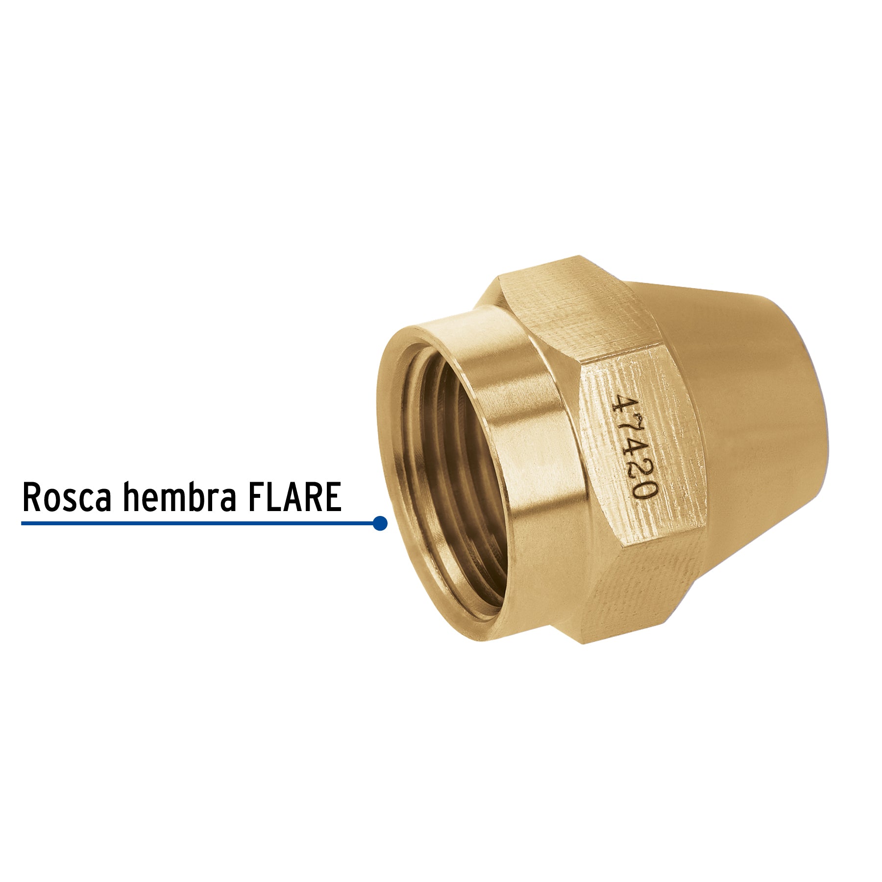 Tuerca Conica para Gas 1/2" (13 mm) Foset