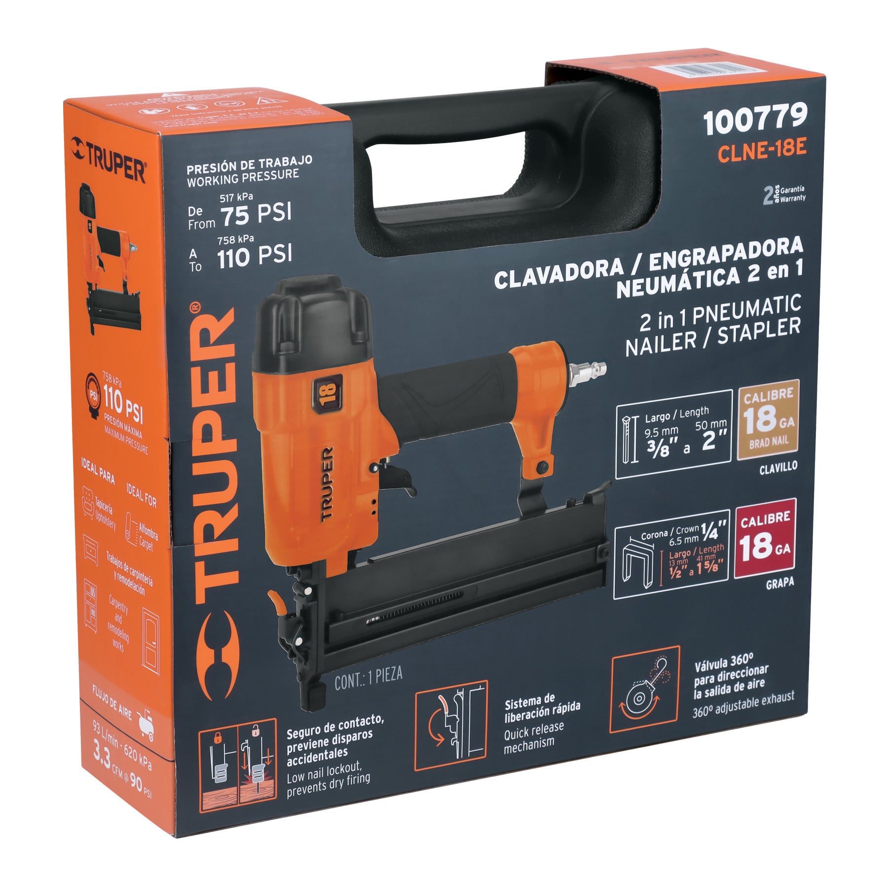 Clavadora y Engrapadora Neumatica Profesional Calibre 18 Truper