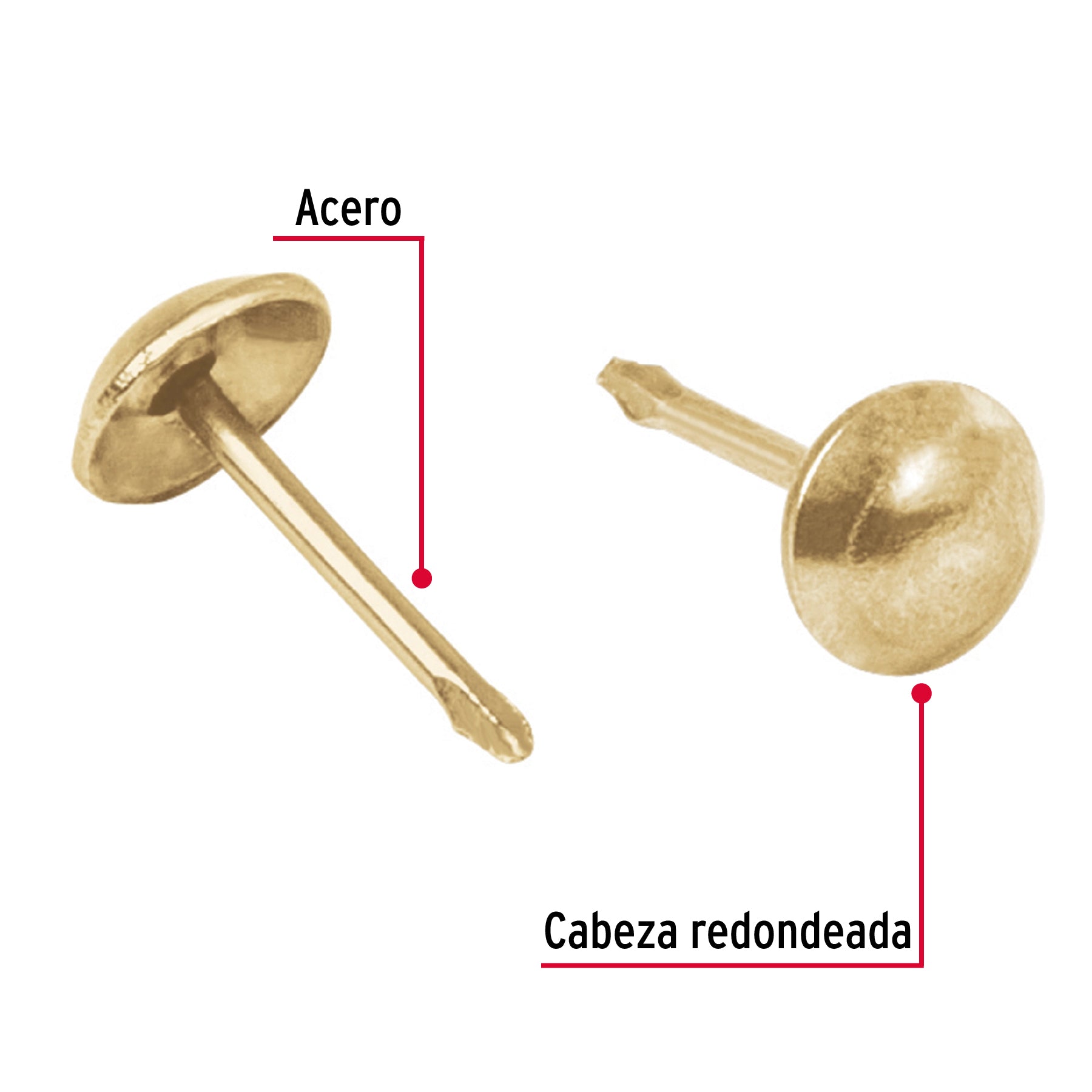 Clavillo Dorado de 17 mm Fiero 100 Piezas