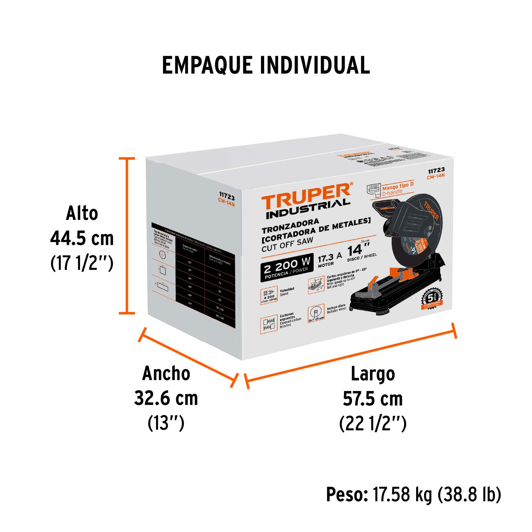 Cortadora de Metales 14" 2,200 Watts Truper Industrial