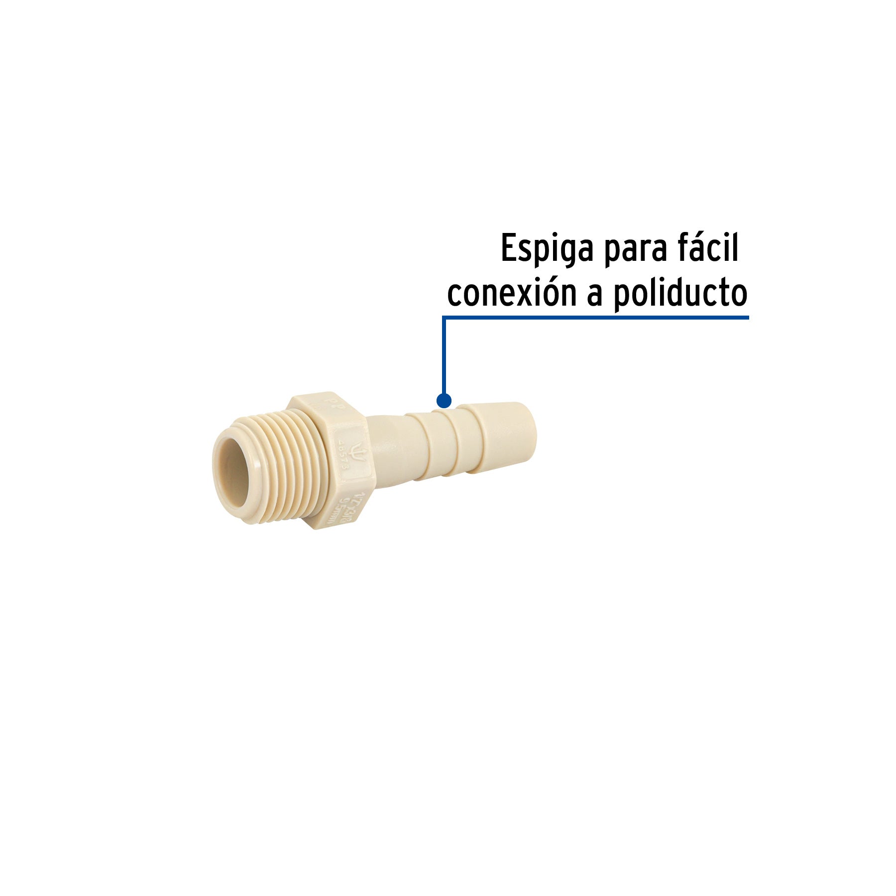 Conector Exterior Espiga de Polipropileno 1/2" X 3/8"