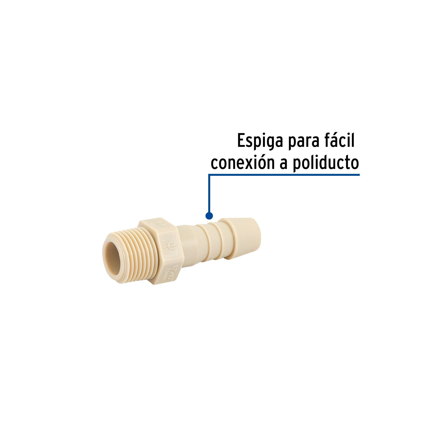 Conector Exterior Espiga de Polipropileno 1/2" X 1/2"