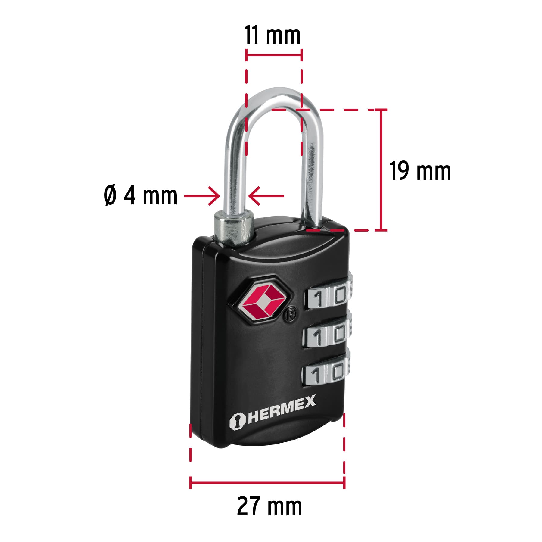 Candado de Combinacion 27 mm Seguridad TSA Hermex
