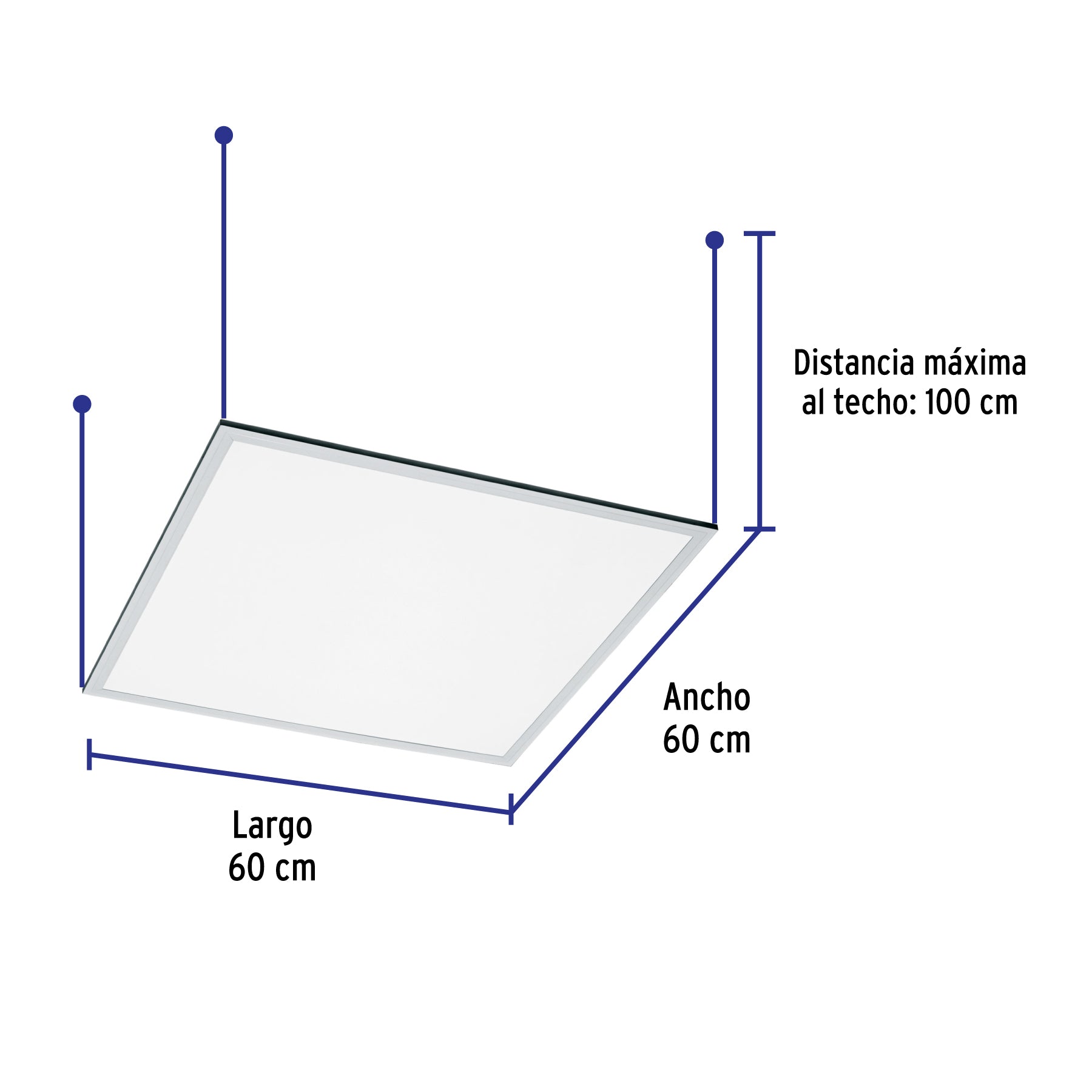 Panel LED 45 W 4,000 K 60 x 60 cm Empotrable/Colgante VOLTECK