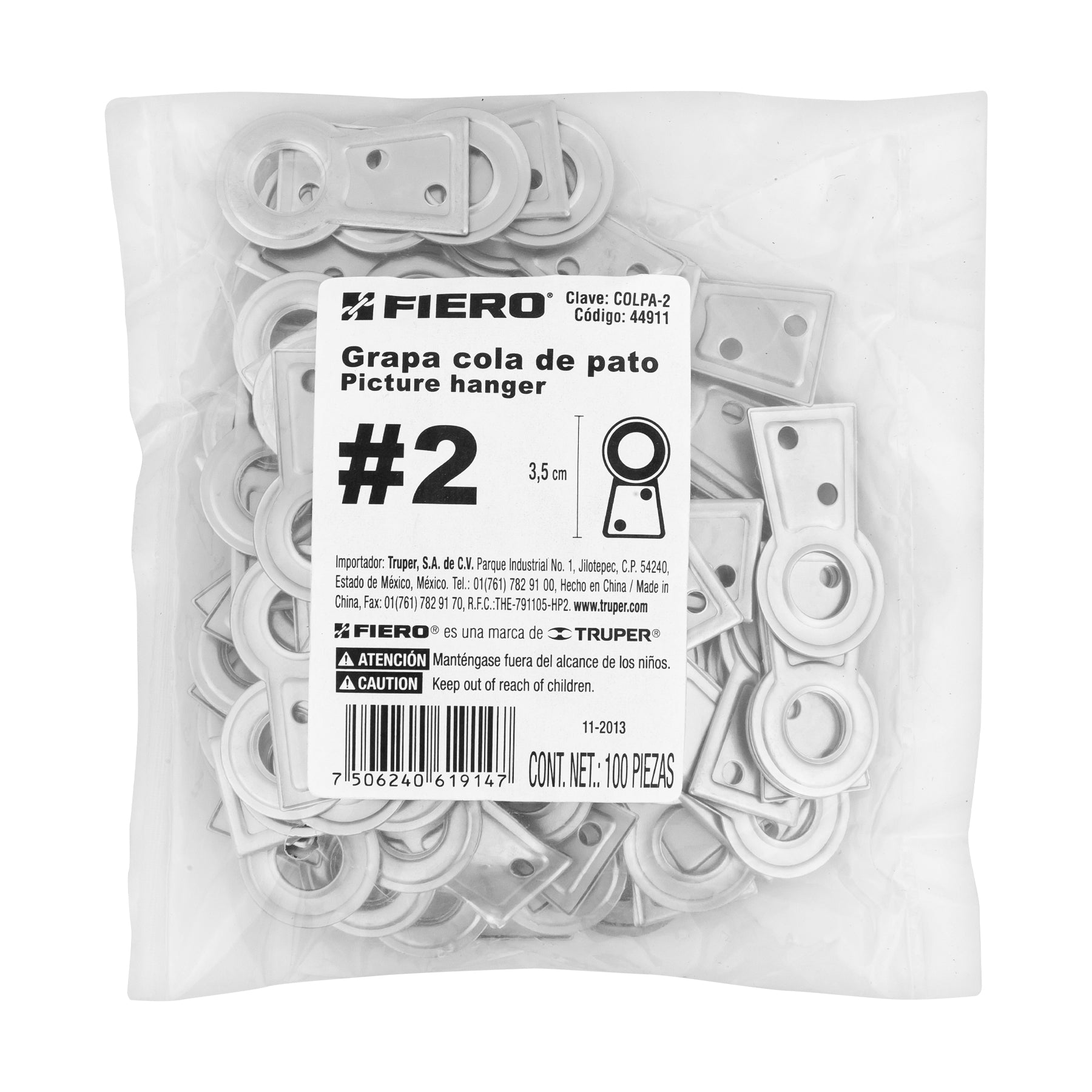 Cola de Pato Fiero # 2 Bolsa 100 Piezas