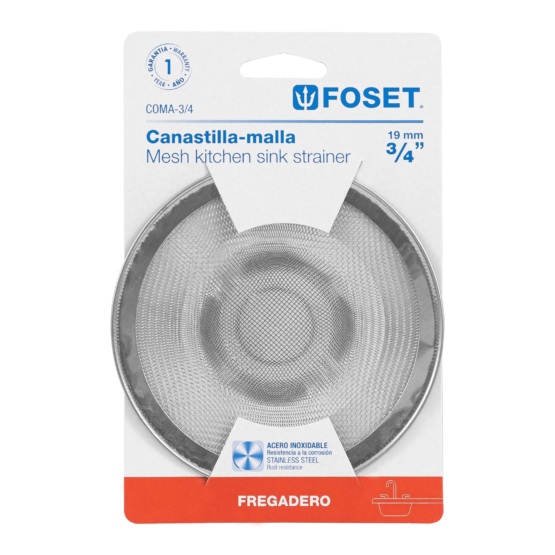 Canastilla Malla 3/4" Acero Inoxidable para Fregadero Foset