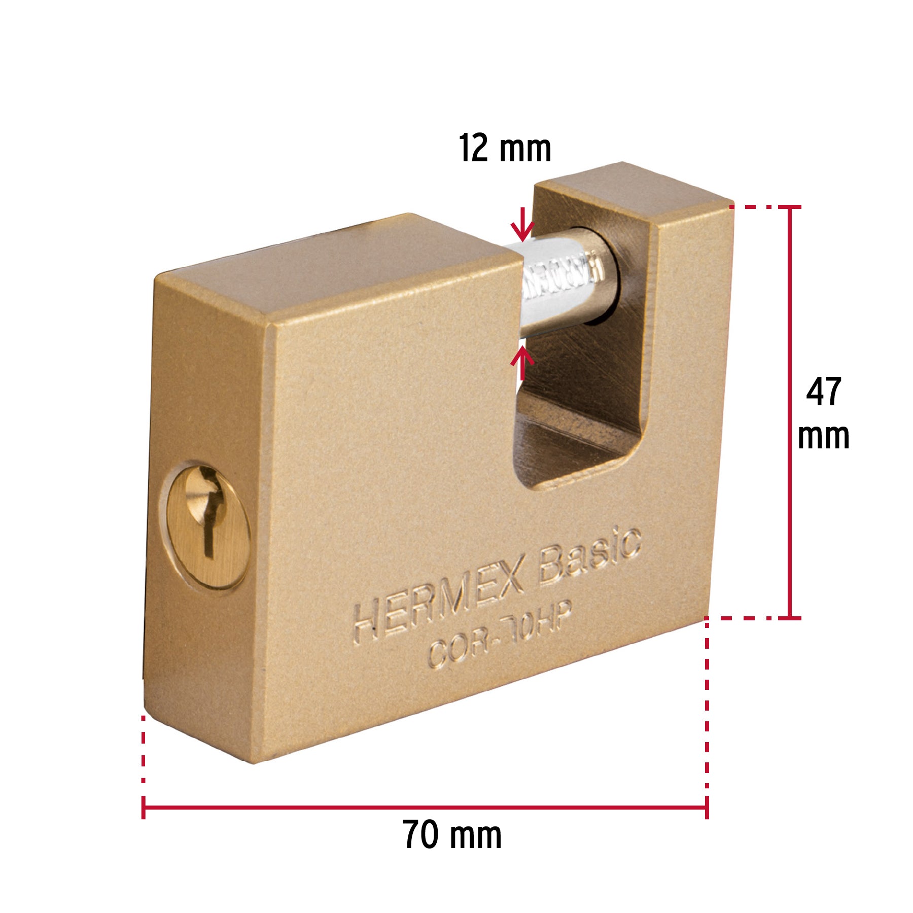 Candado para Cortina Cuerpo de Hierro Llave Tradicional Hermex Basic 70 mm