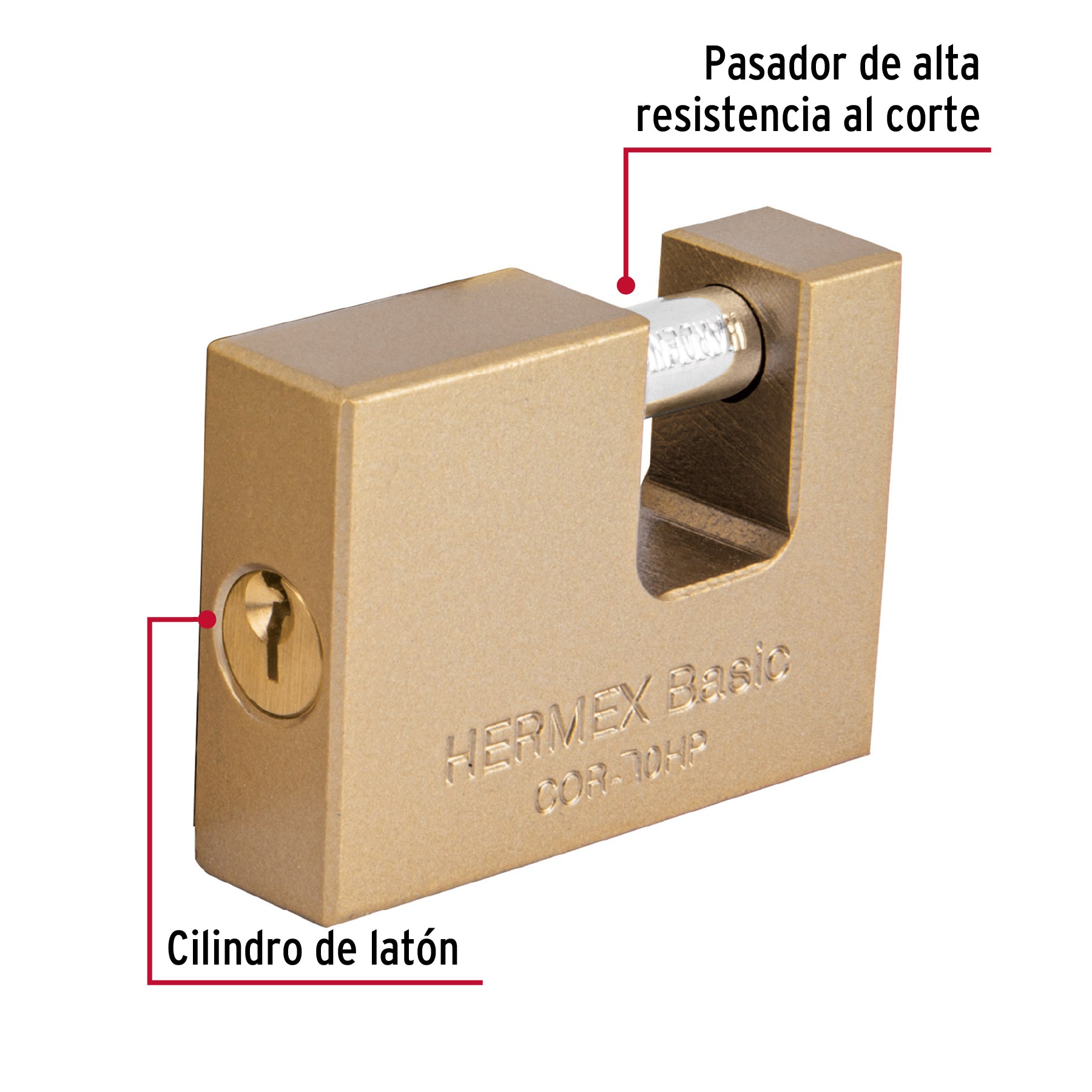 Candado para Cortina Cuerpo de Hierro Llave Tradicional Hermex Basic 70 mm