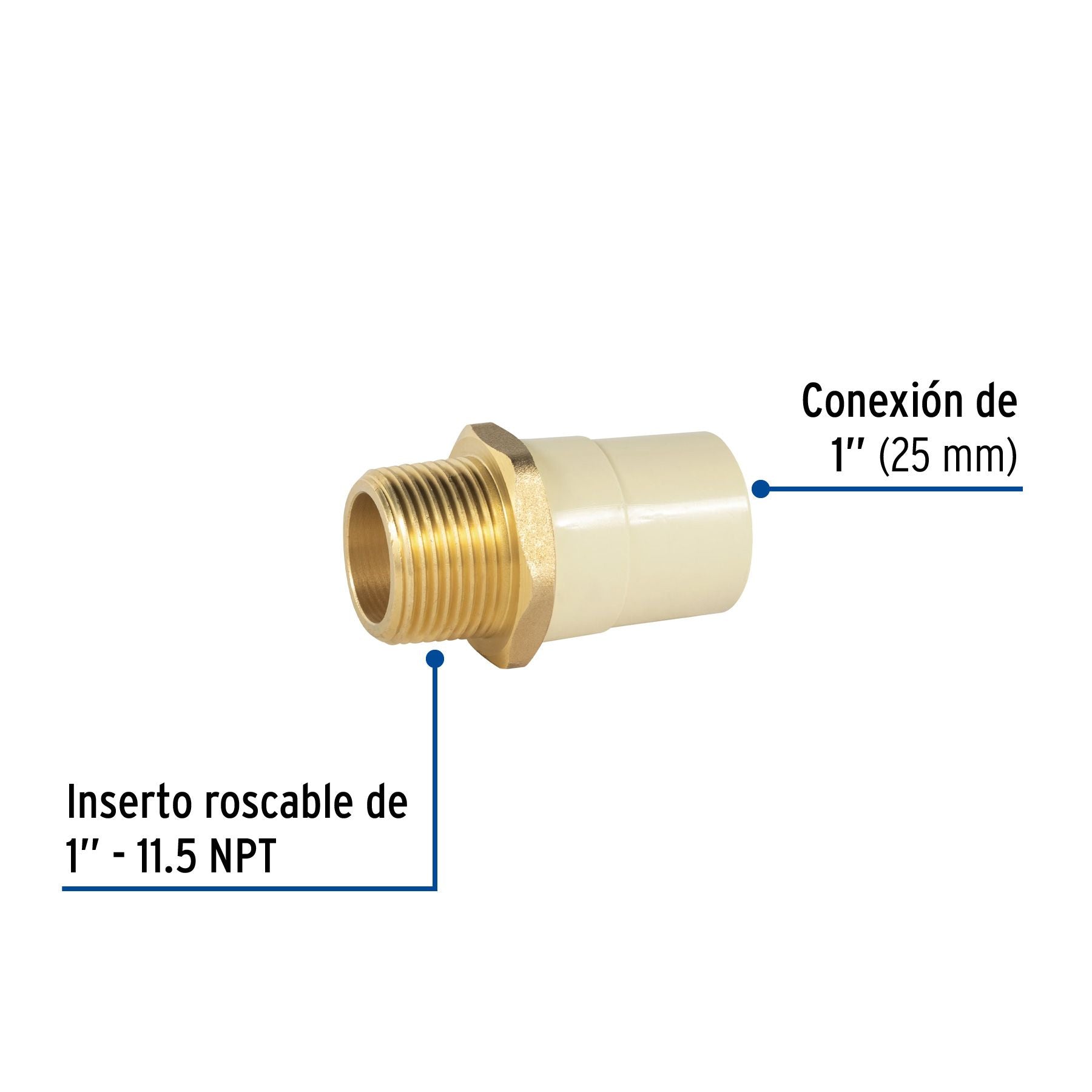 Conector Exterior CPVC Inserto Laton FOSET 1"