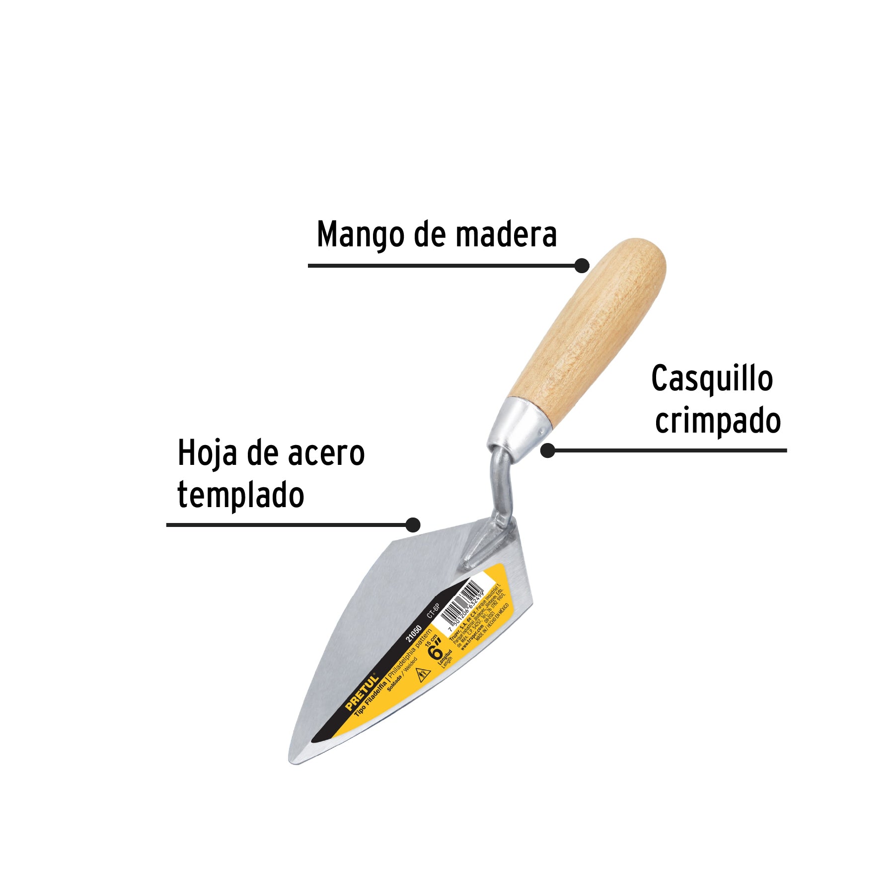 Cuchara para Albañil Tipo Filadelfia Pretul 6"