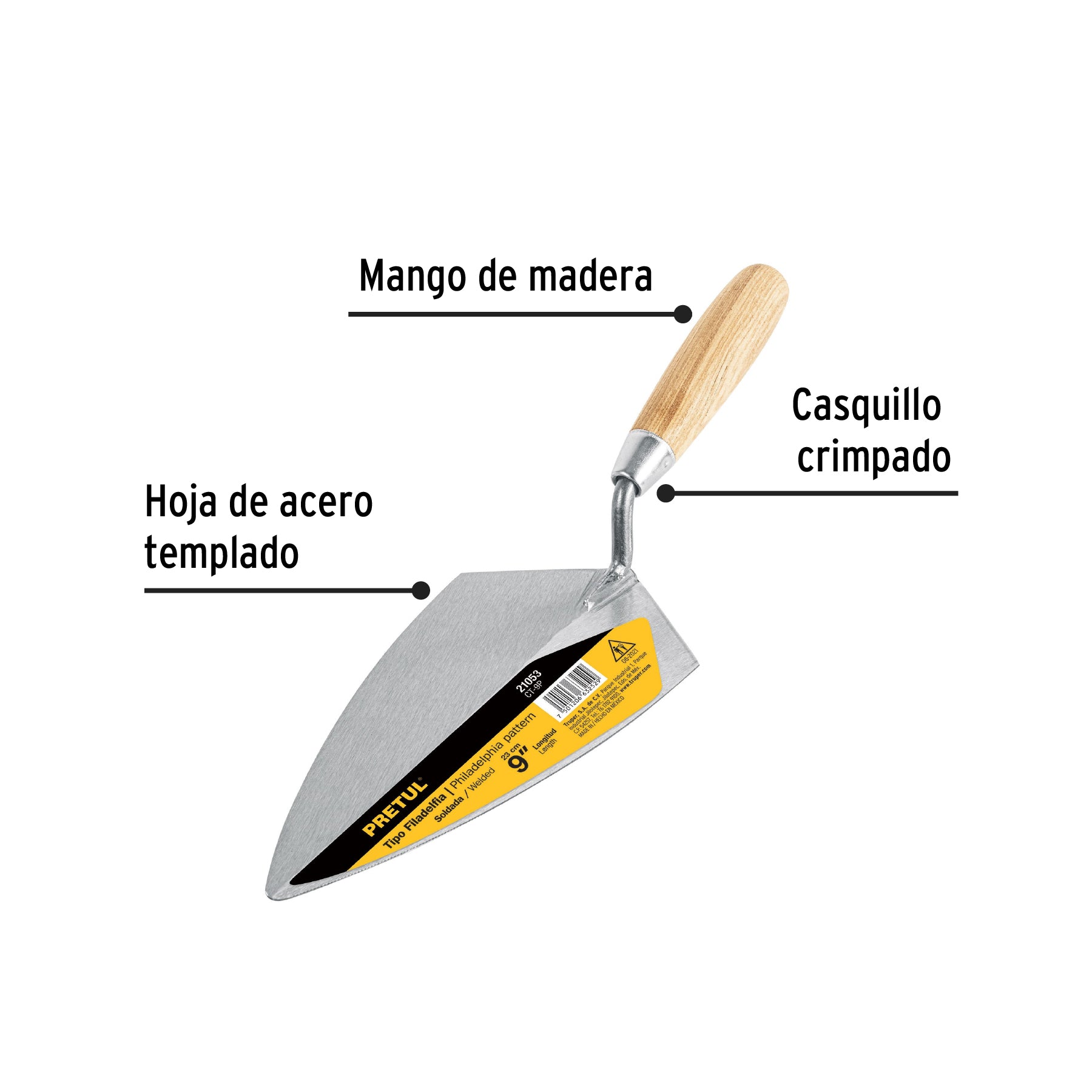 Cuchara para Albañil Tipo Filadelfia Pretul 9"