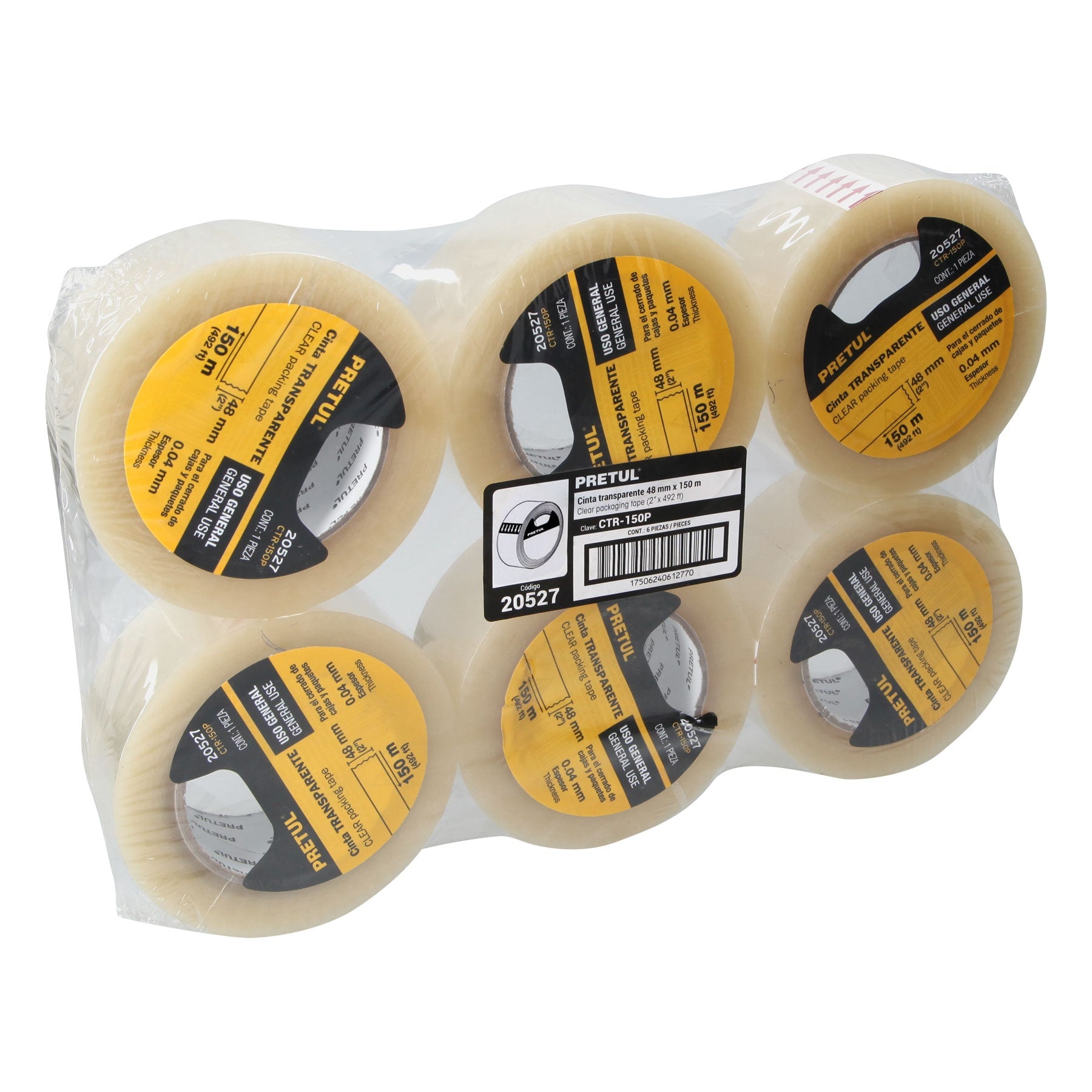 Cinta de Empaque Transparente 48 mm X 150 mts Pretul