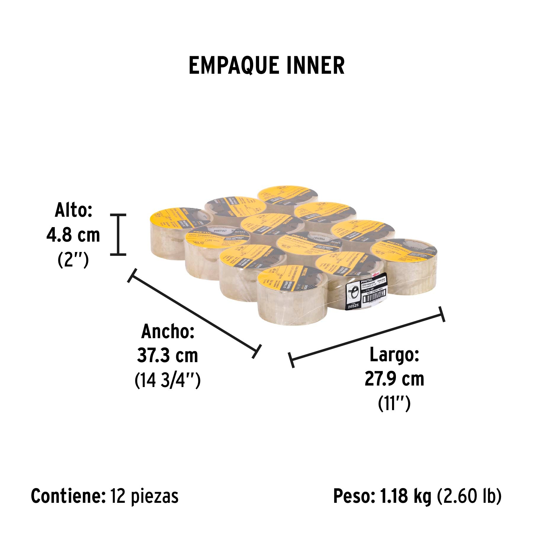 Cinta de Empaque Transparente 48 mm X 40 mts Pretul