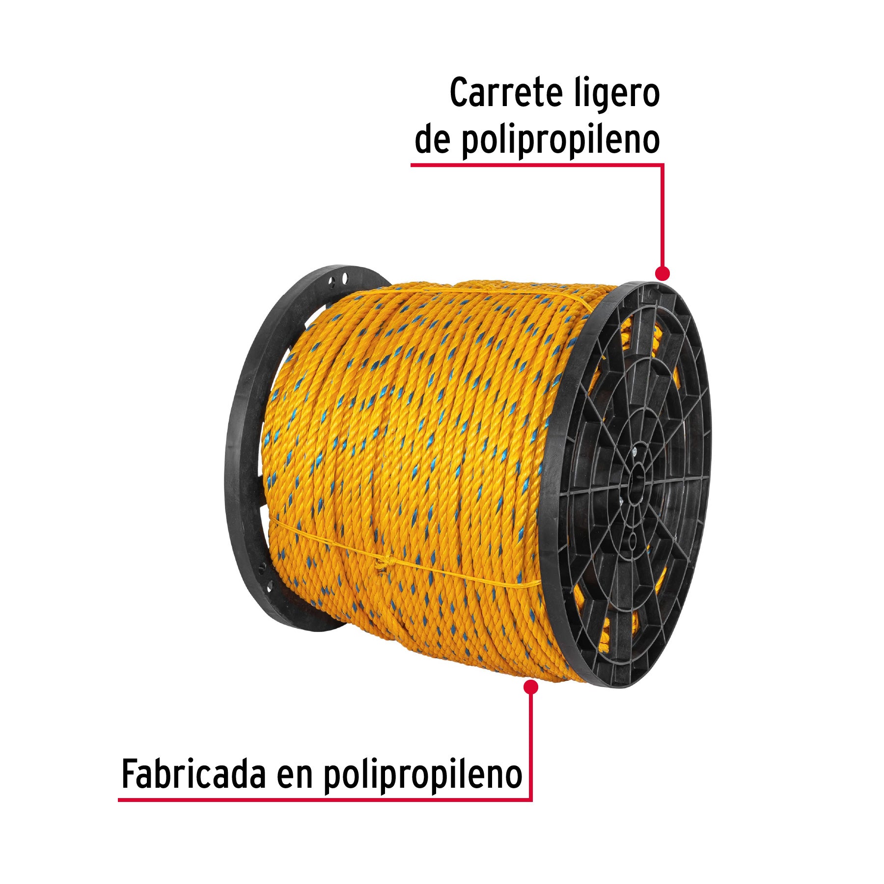 Cuerda de Polipropileno 7/16" (11 mm) Fiero Carrete 360 Metros
