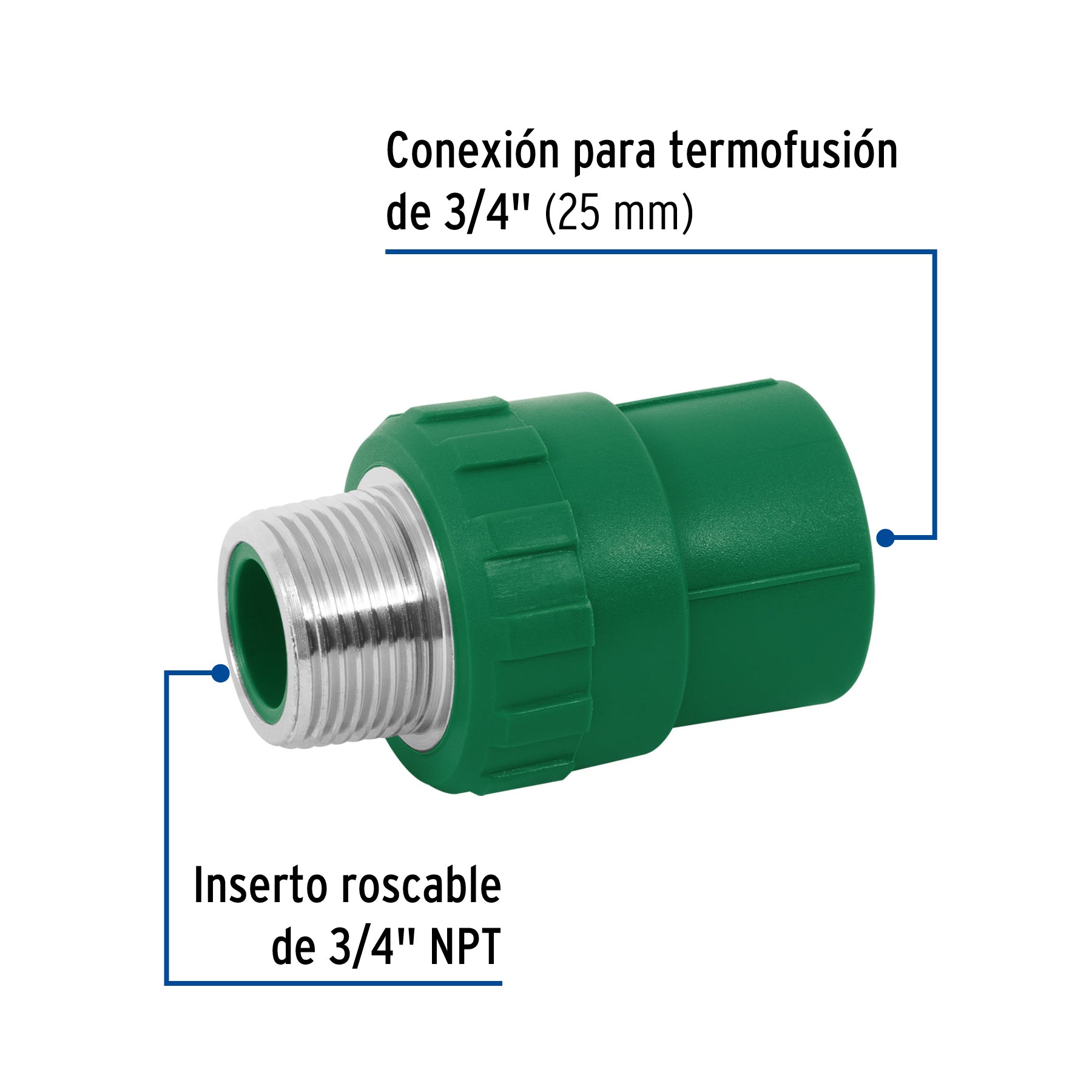 Conector PPR Exterior 3/4" (25 mm) Termoflow