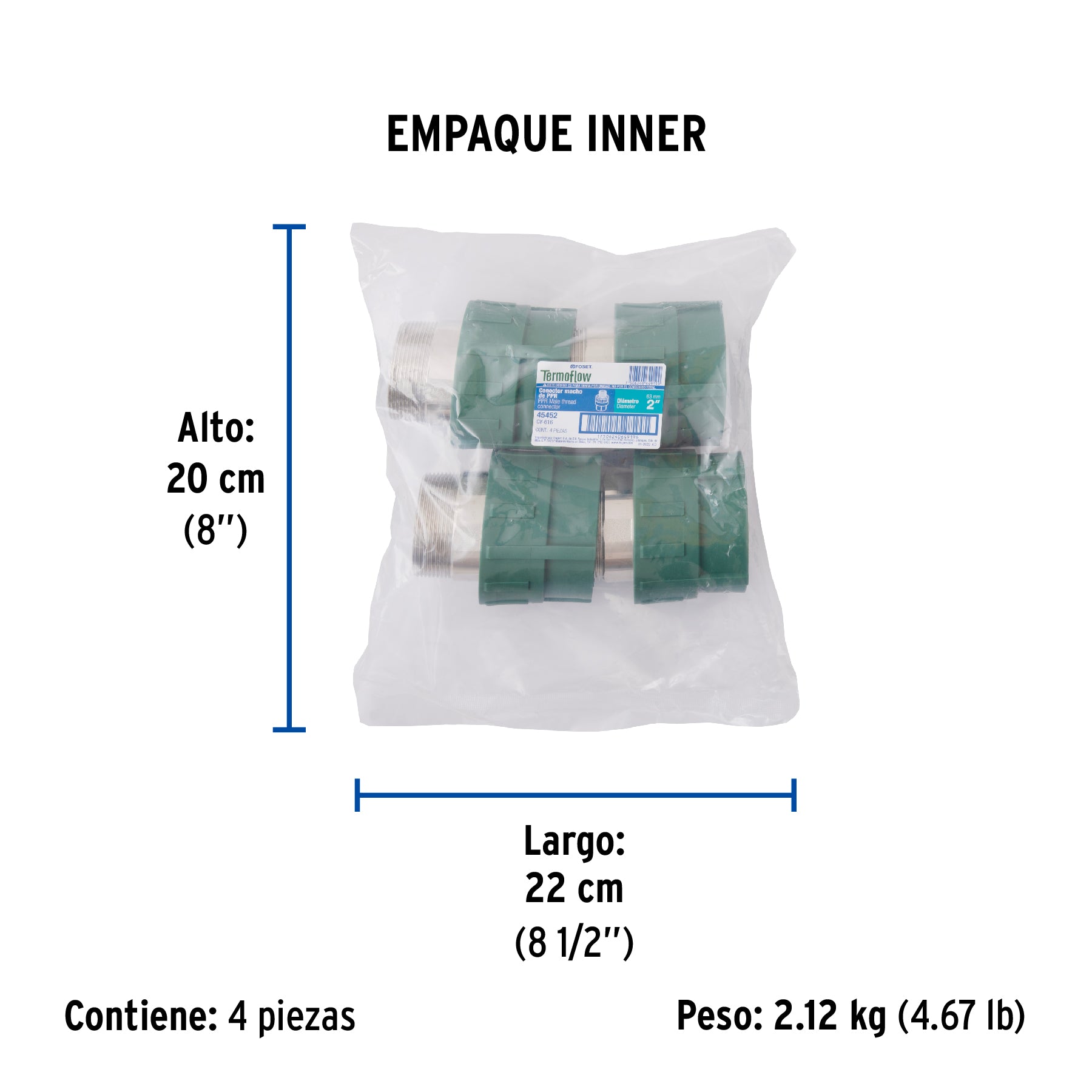 Conector PPR Exterior 2" (63 mm) Termoflow