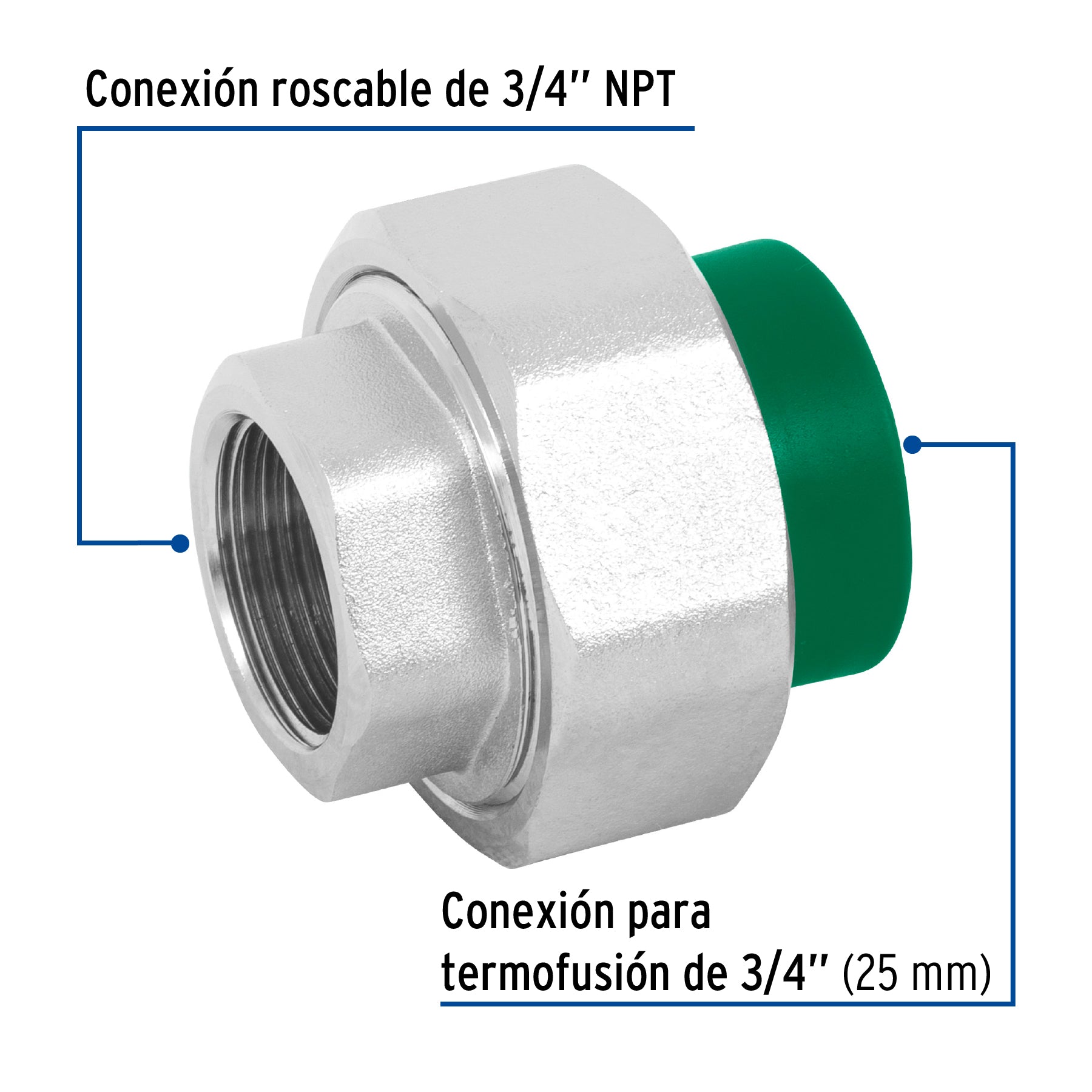 Tuerca Union Mixta PPR 3/4" (25 mm) Termoflow