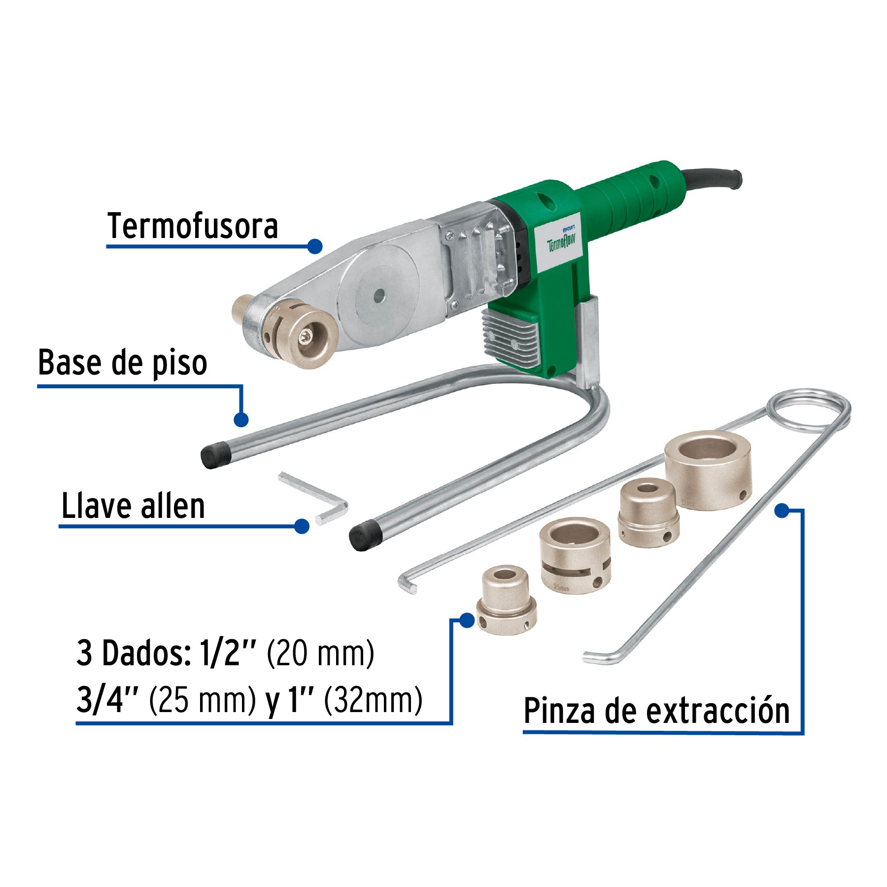 Termofusora 600 Watts para PPR con Dados Termoflow