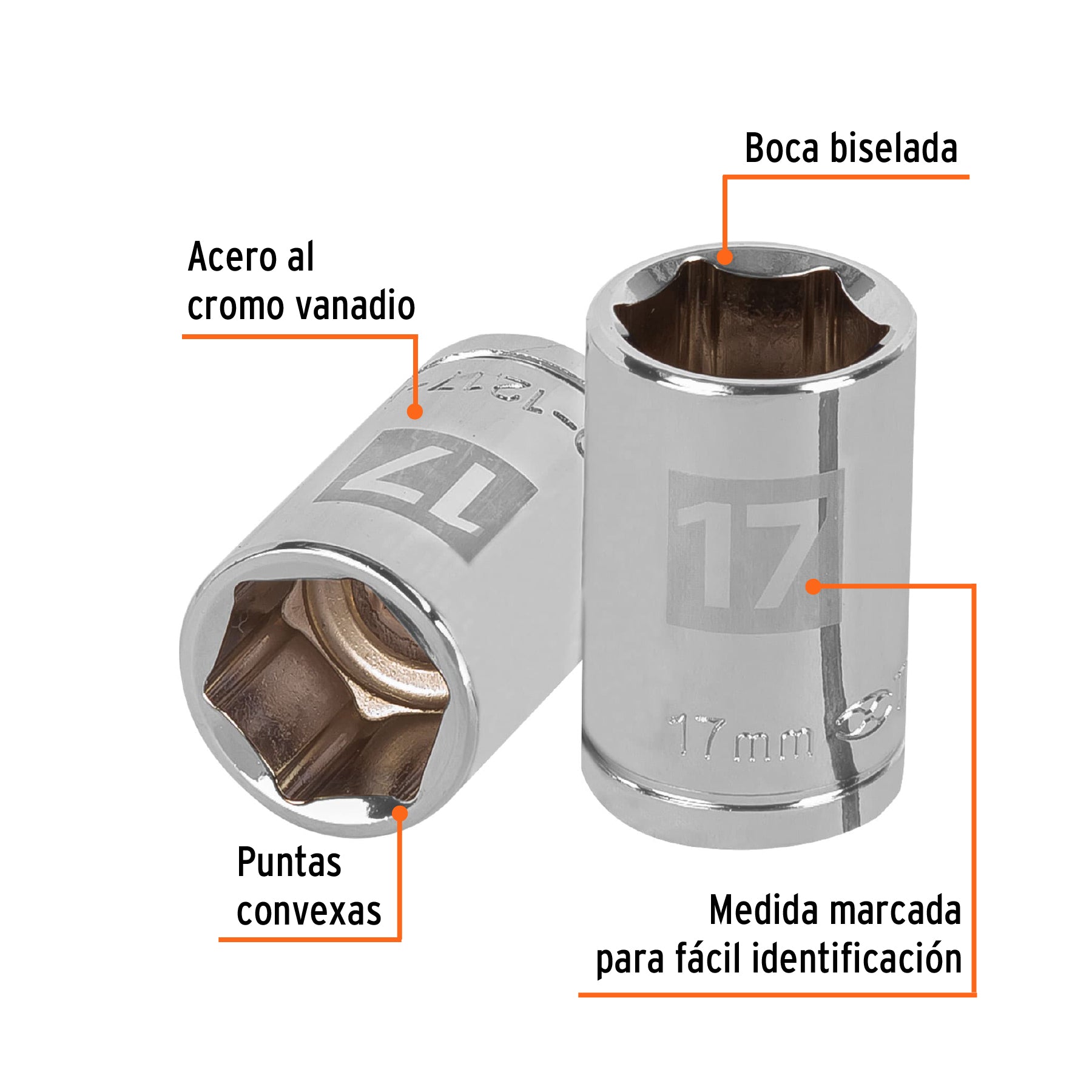 Dado Cuadro 1/2" de 6 Puntas Truper 17 mm