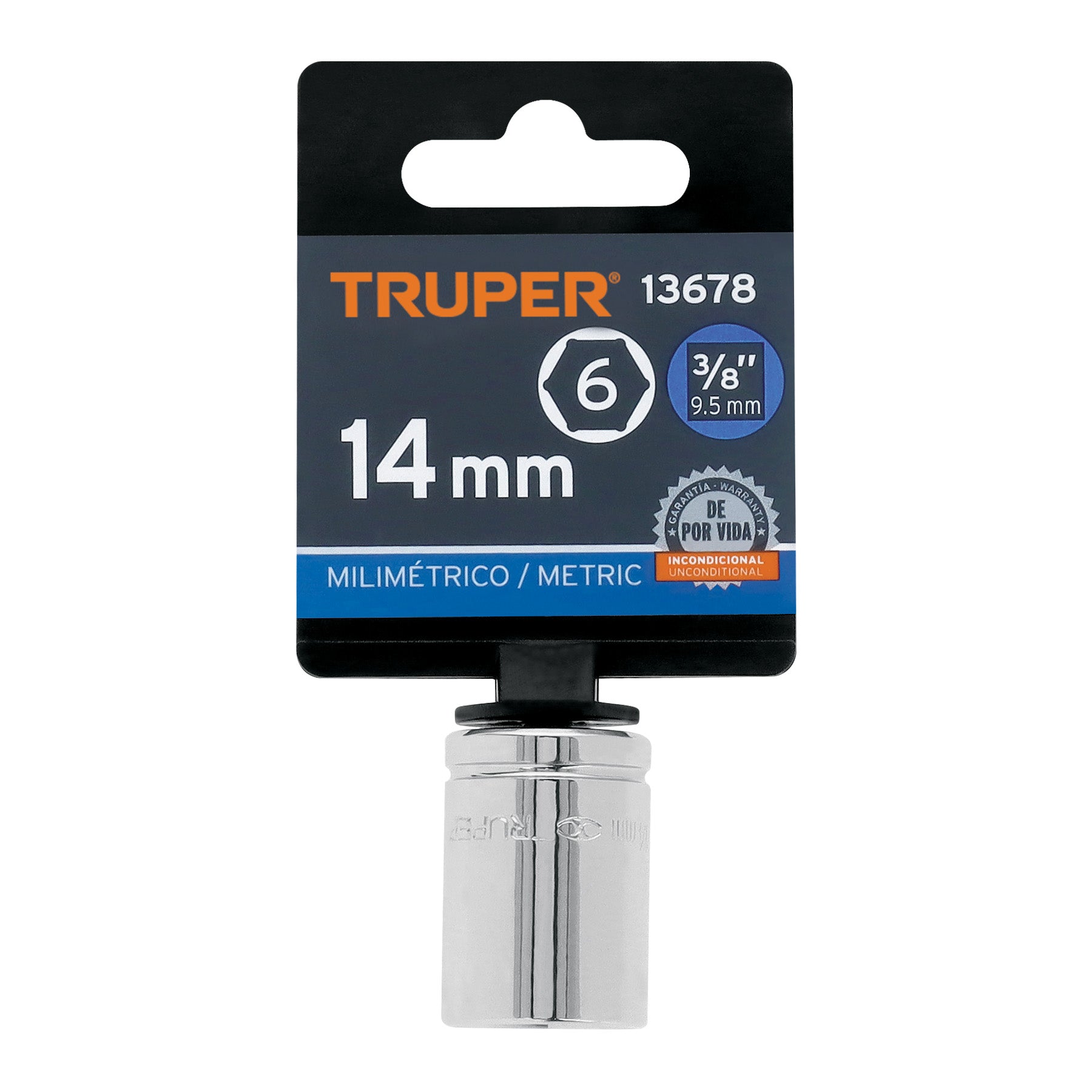 Dado Cuadro 3/8" de 6 Puntas Truper 14 mm