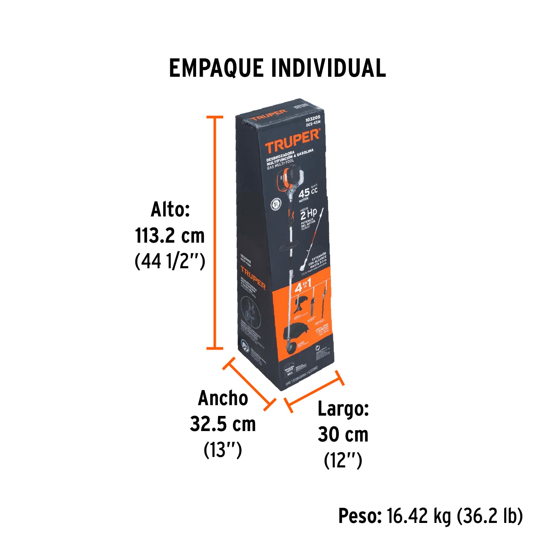 Desbrozadora a Gasolina 45 cc Multifuncional 4 en 1 Truper
