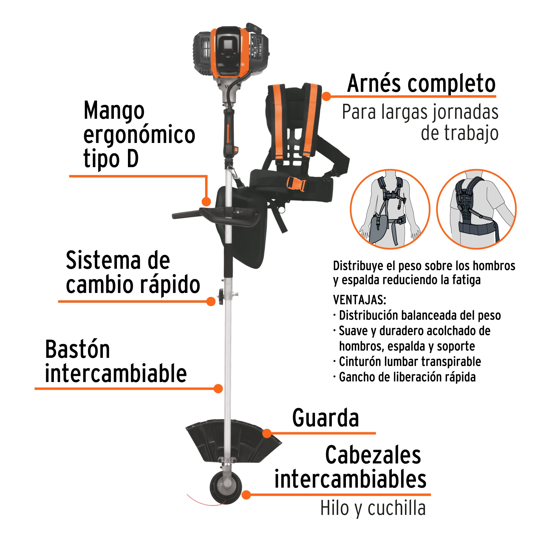 Desbrozadora a Gasolina 45 cc Multifuncional 4 en 1 Truper