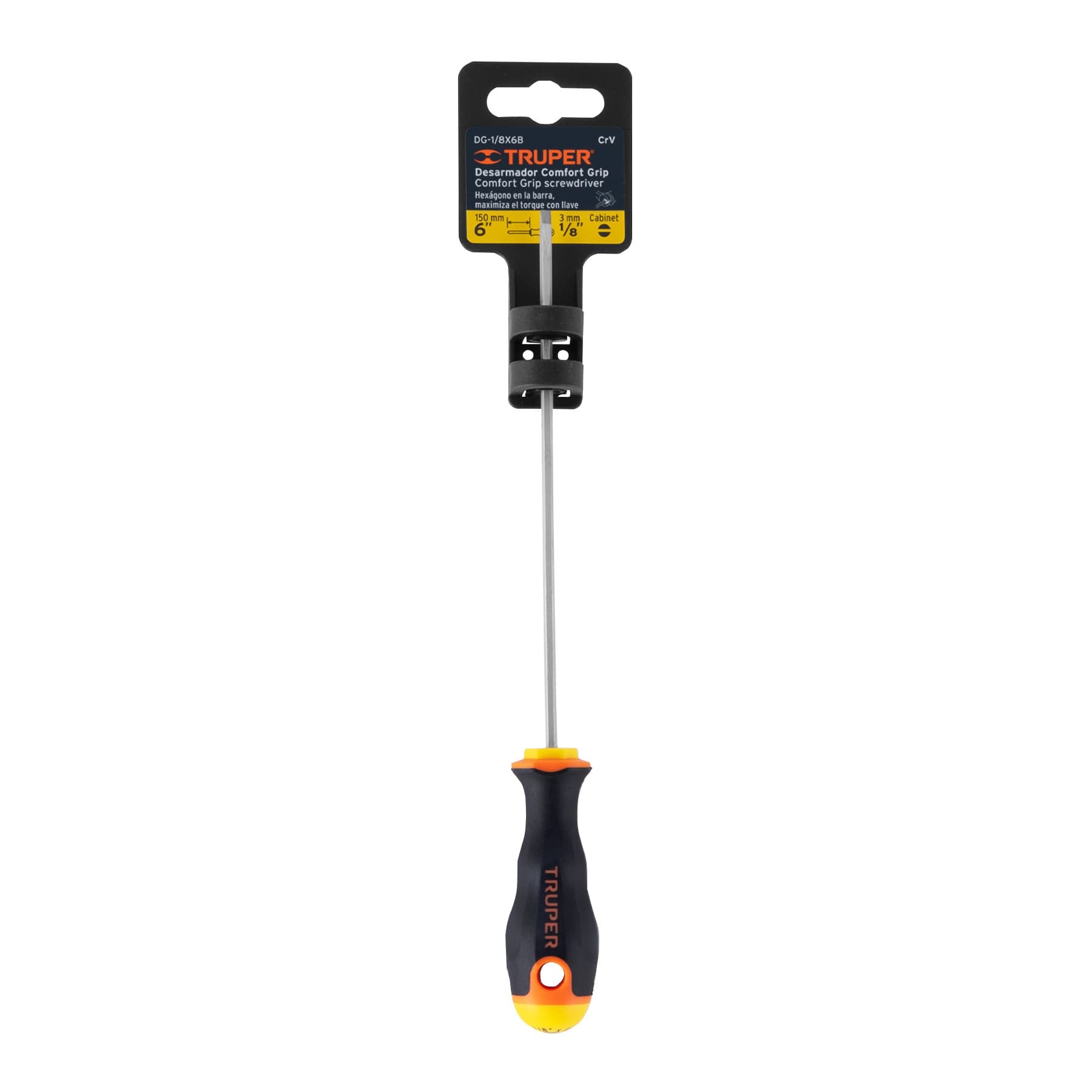 Desarmador Mango Comfort Grip Truper Plano 1/8" X 6"