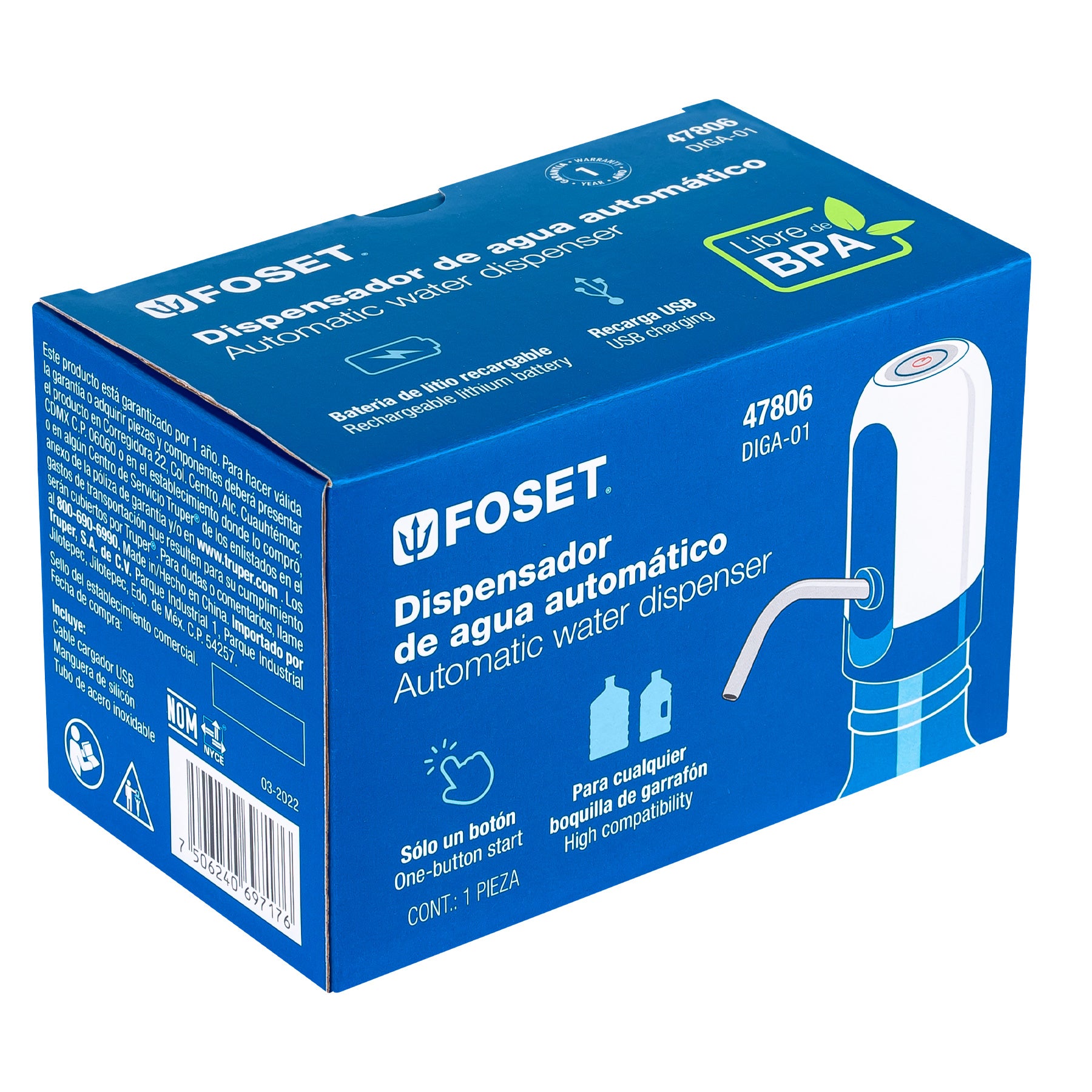 Dispensador de Agua para Garrafon Recargable Foset