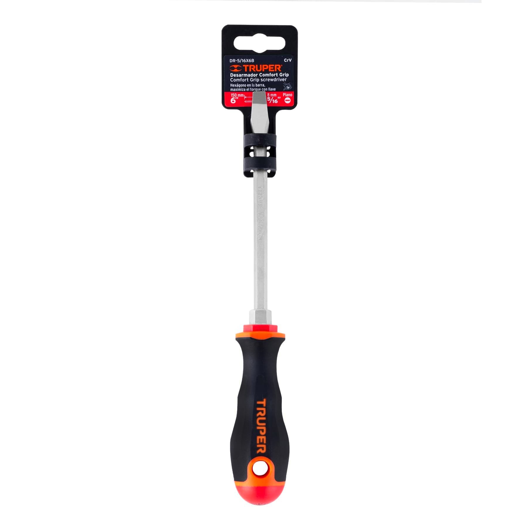 Desarmador Mango Comfort Grip Truper Plano 5/16" X 6"