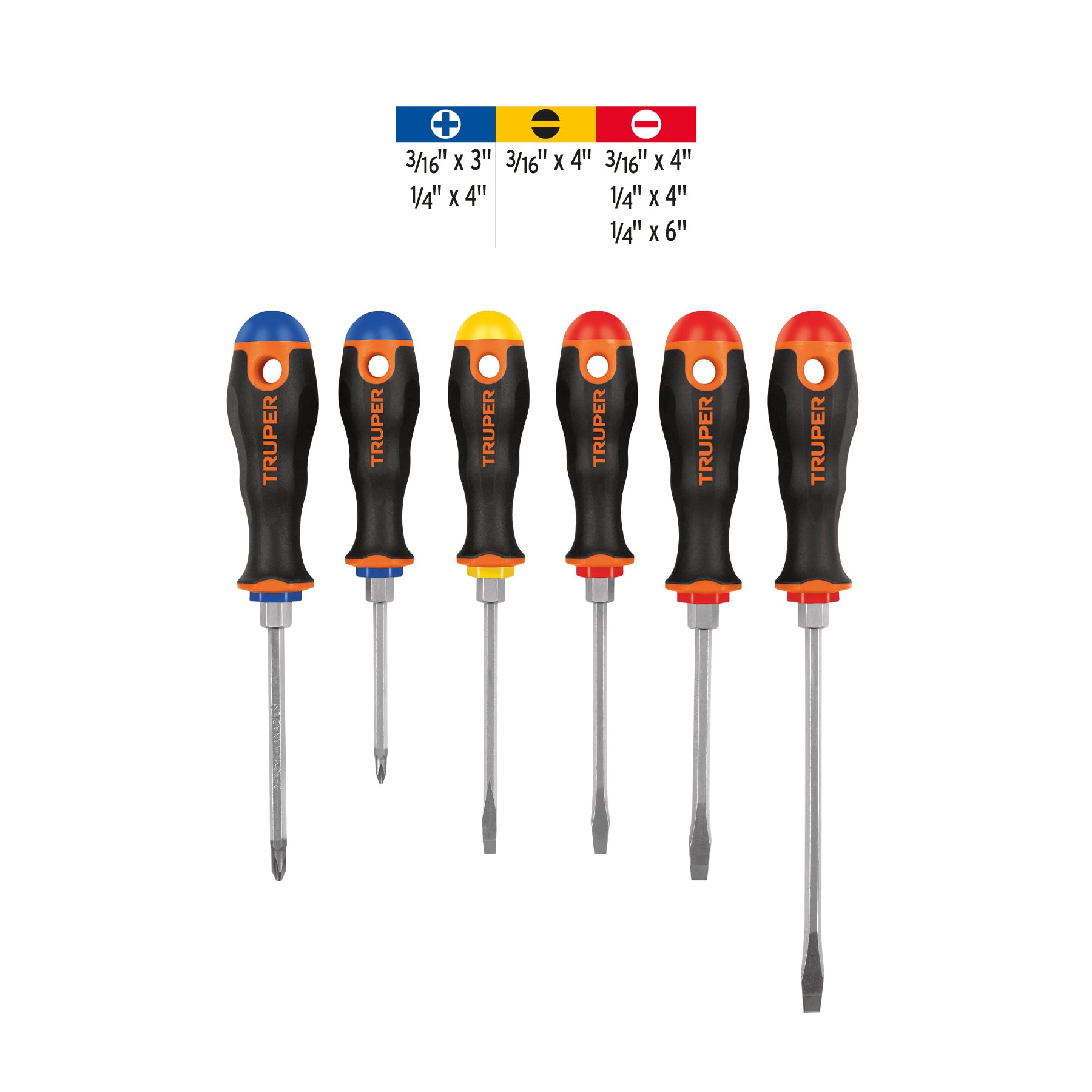 Juego de 6 Desarmadores Mango Comfort Grip Truper