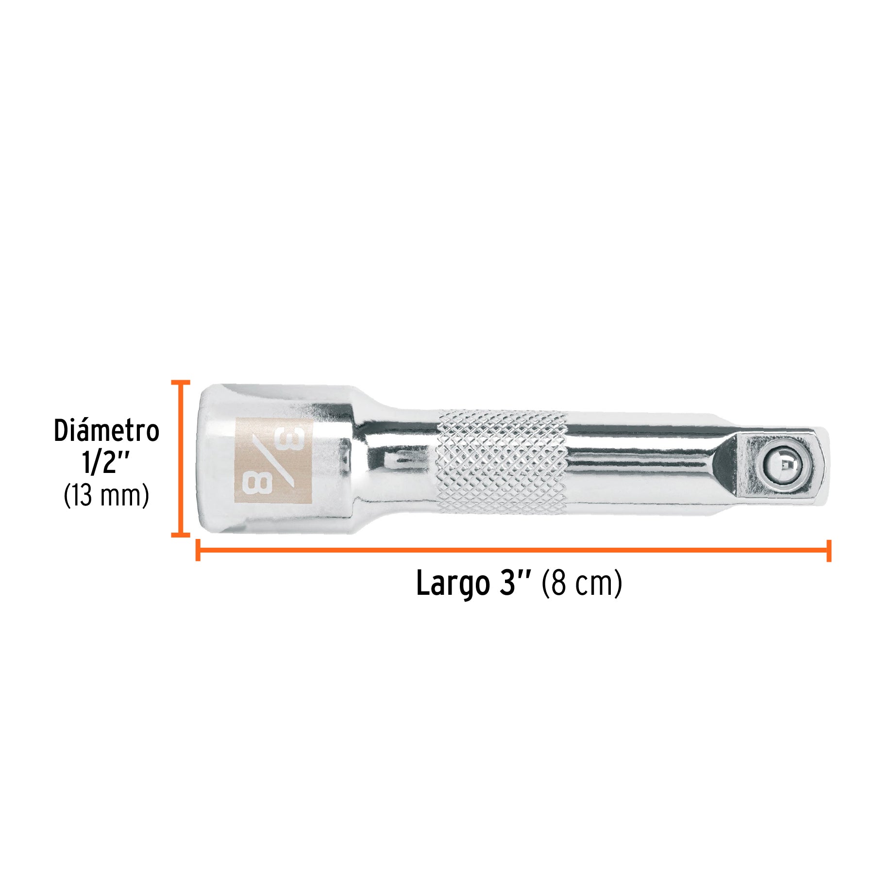 Extension para Matraca Cuadro 3/8" Truper Largo 3"