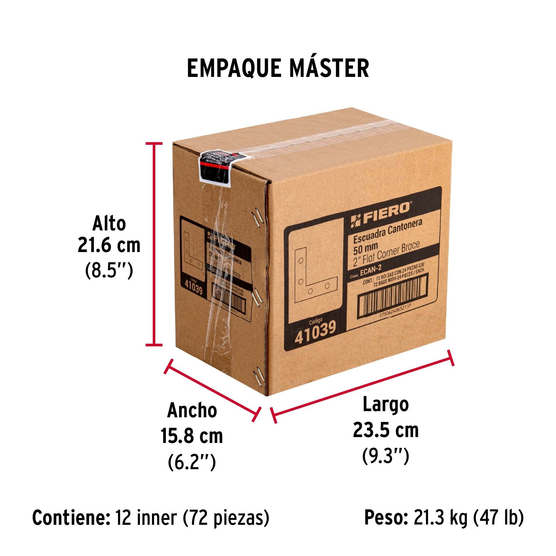 Esquinero Plano Cantonero 2" Fiero Bolsa 24 Piezas