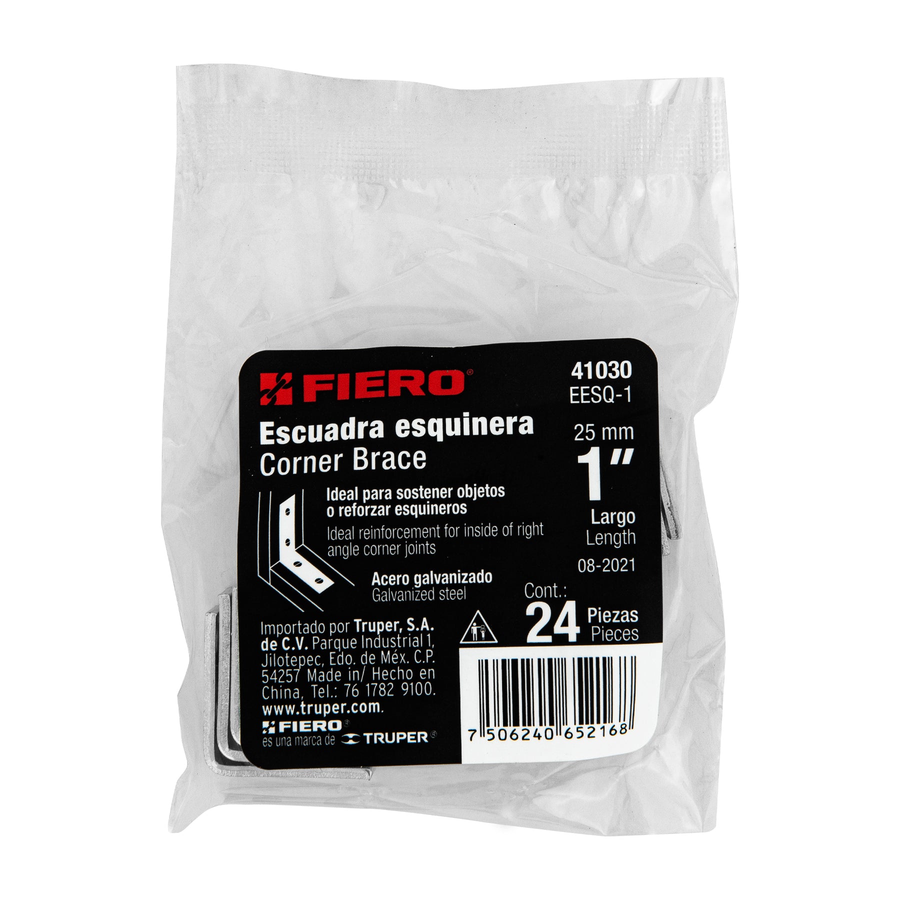 Esquinero Repicero 1" (25 mm) Fiero Bolsa con 24 Piezas