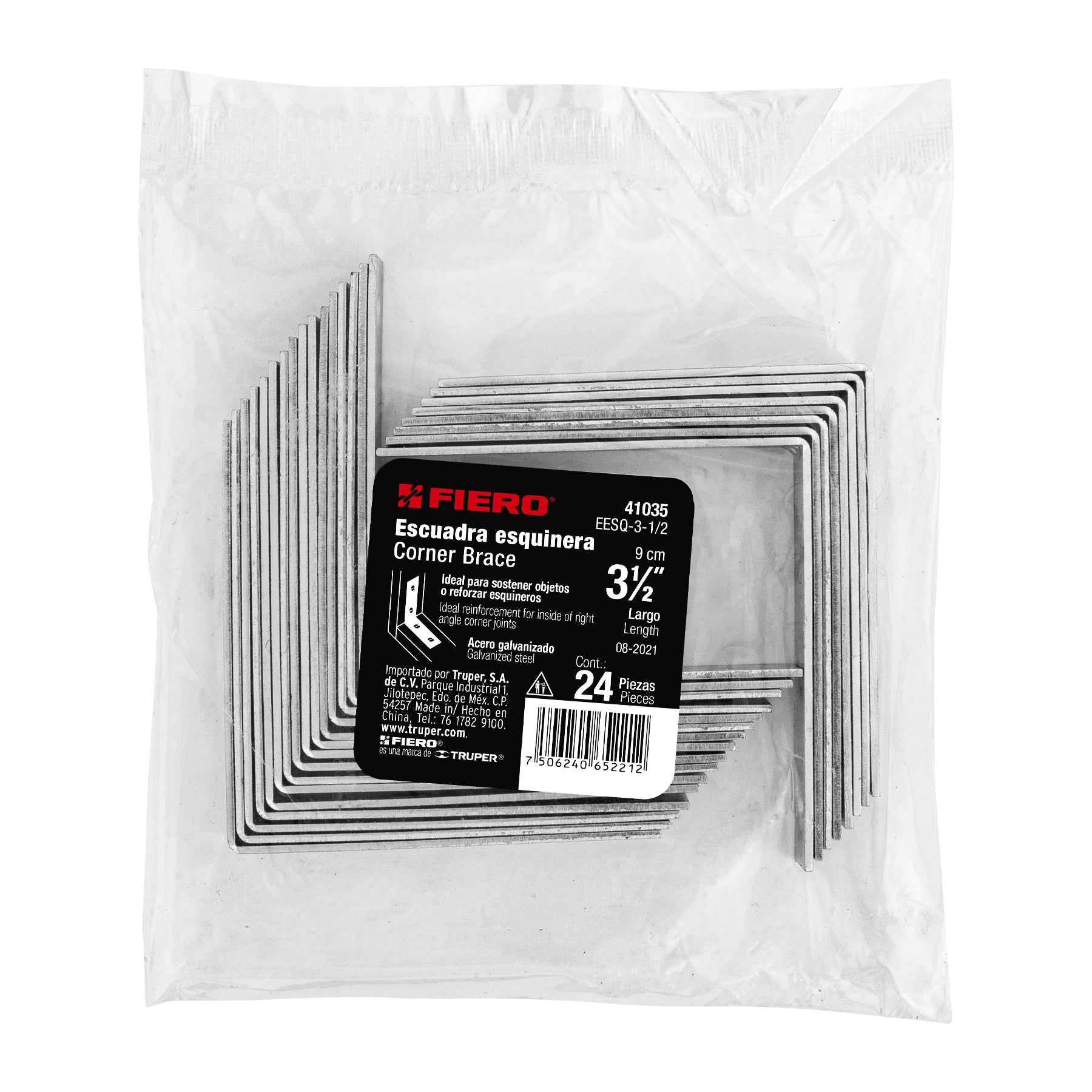 Esquinero Repicero 3"1/2 (90 mm) Fiero Bolsa con 24 Piezas