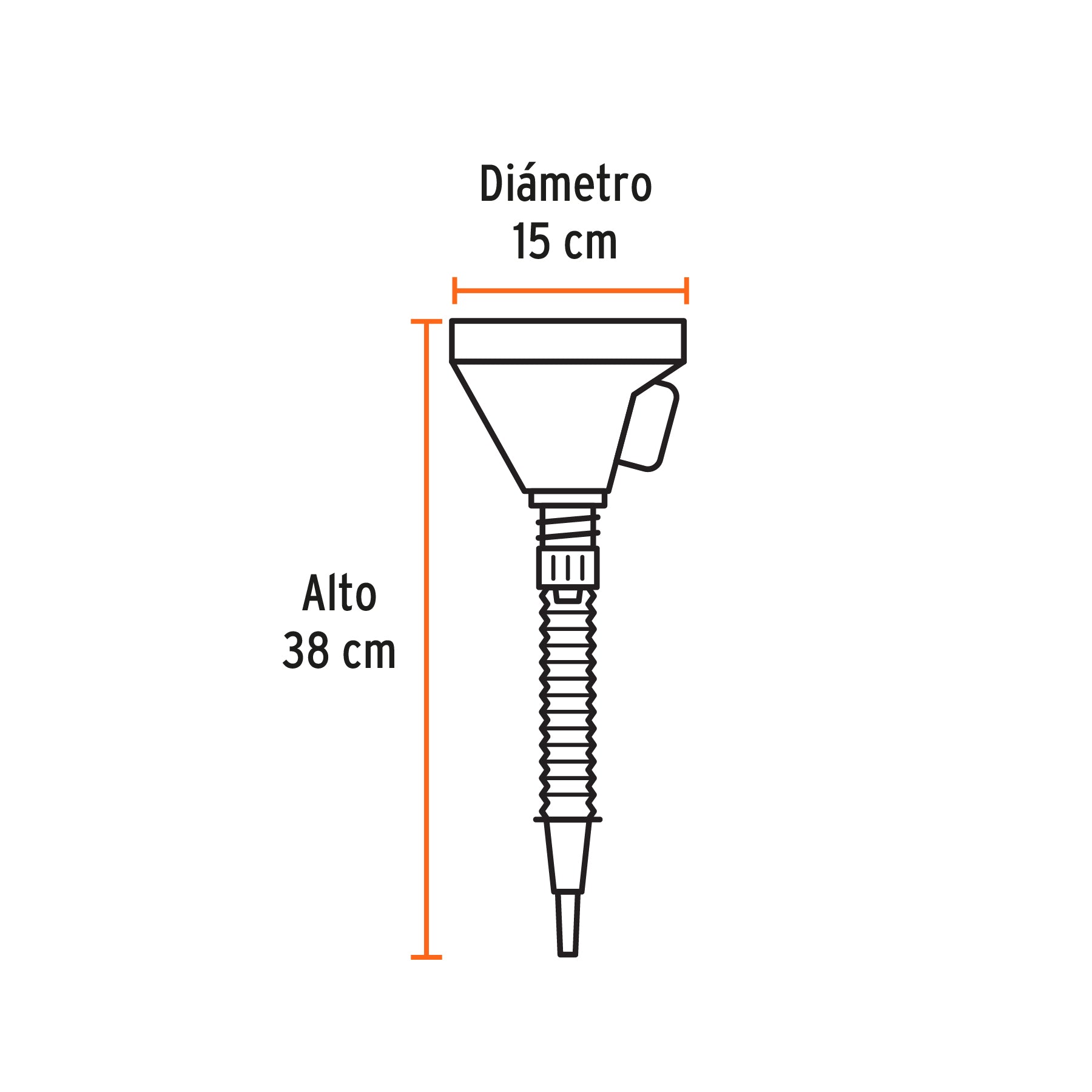 Embudo Plastico 500 ml Cuello Flexible con Filtro Truper