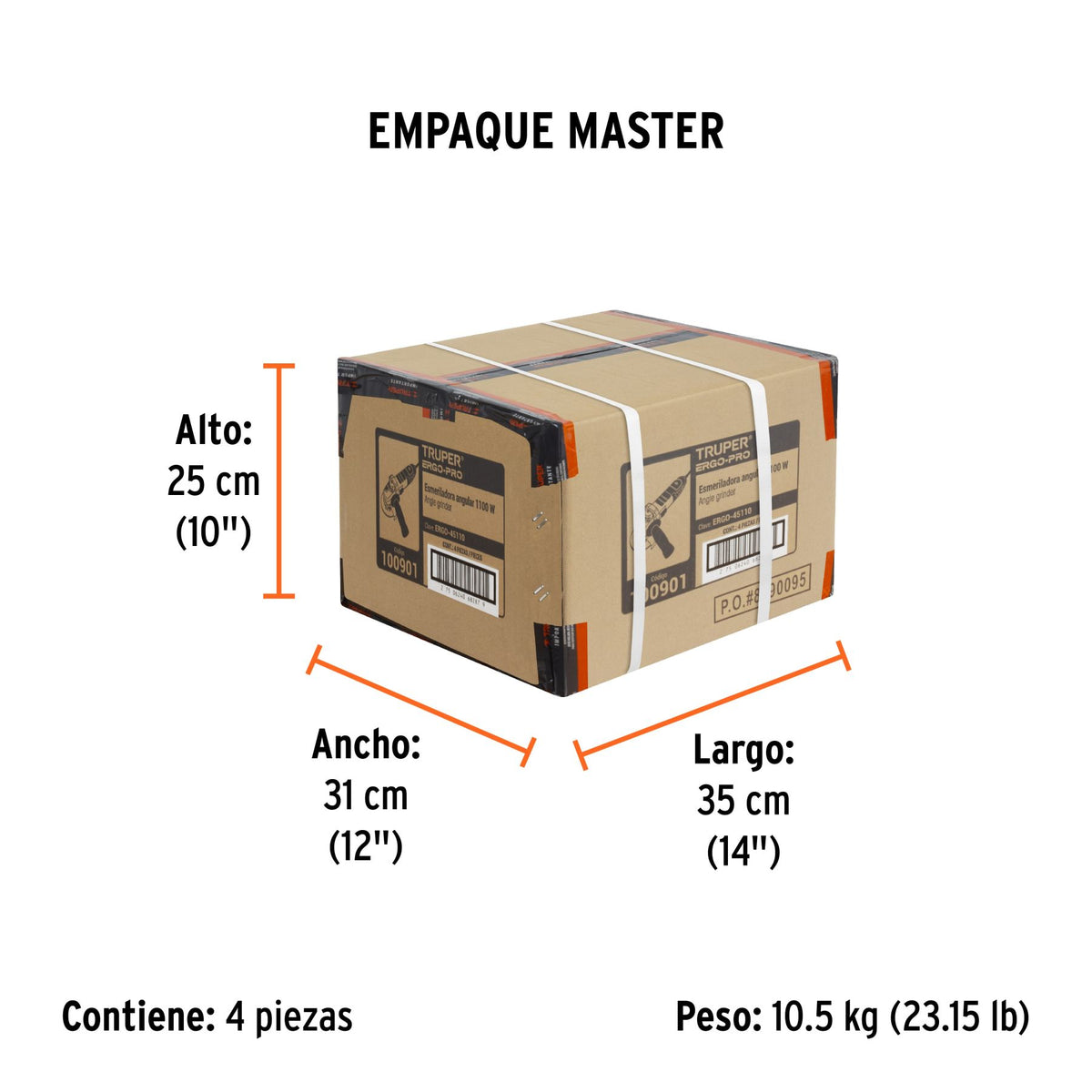 Esmeriladora Angular 4"1/2 - 1,100 Watts TRUPER ERGO PRO