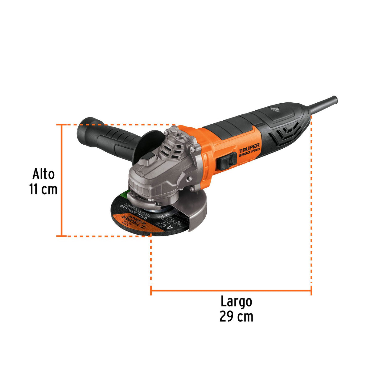 Esmeriladora Angular 4"1/2 - 1,100 Watts TRUPER ERGO PRO