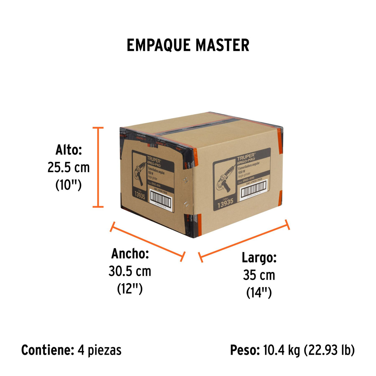 Esmeriladora Angular 4"1/2 - 950 Watts TRUPER ERGO PRO