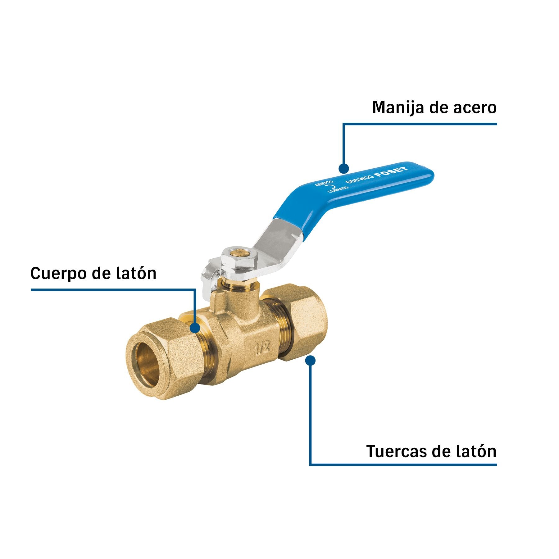 Valvula Esfera de Compresion Alta Presion WOG Foset 1/2"