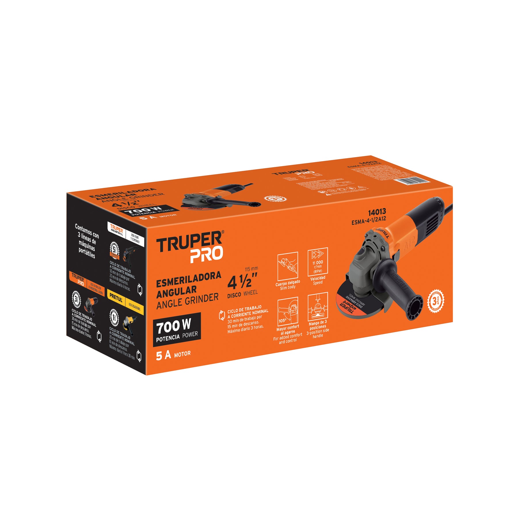 Esmeriladora Angular 4"1/2 - 700 Watts Truper PRO
