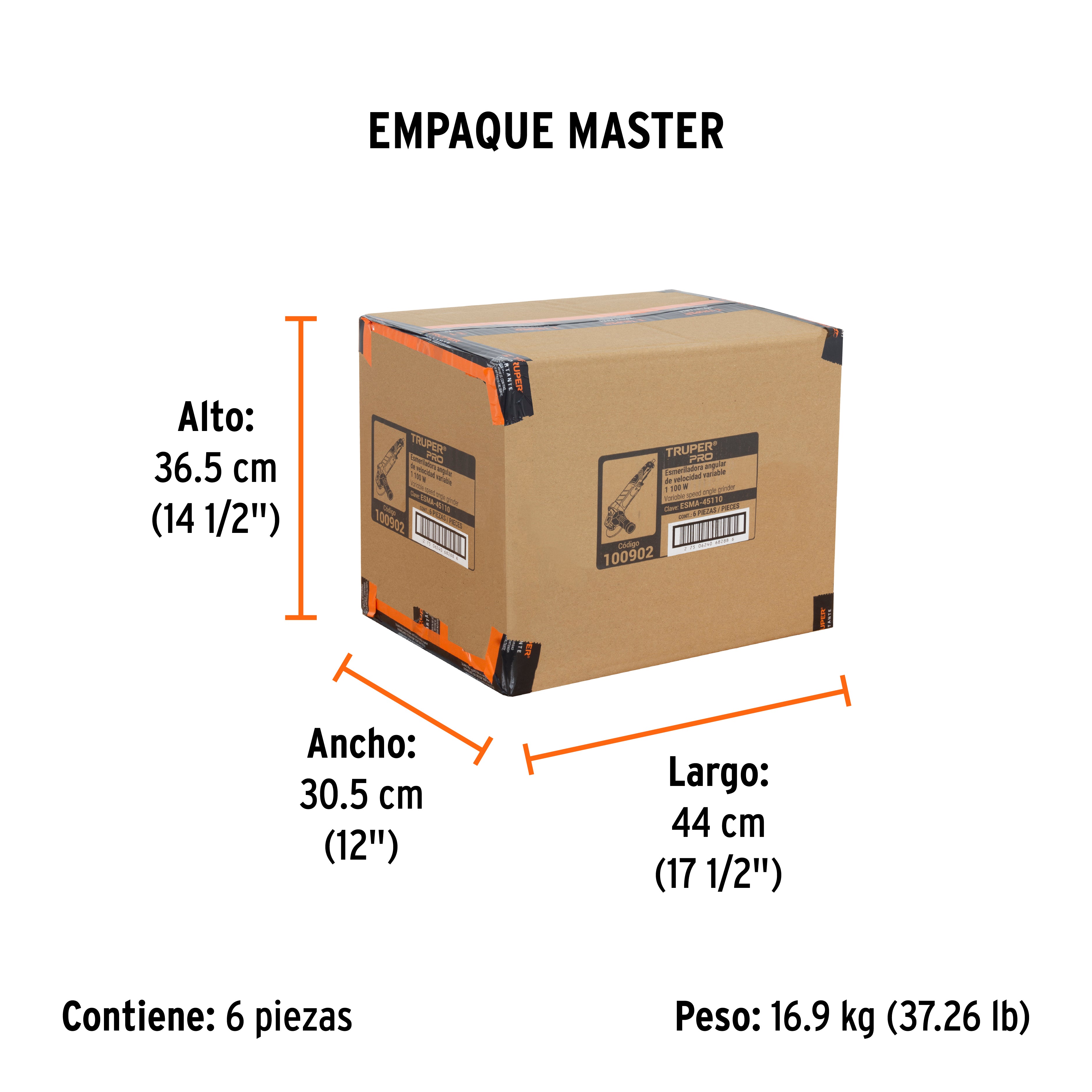 Esmeriladora Angular 4"1/2 - Velocidad Variable 1,100 Watts Truper Pro