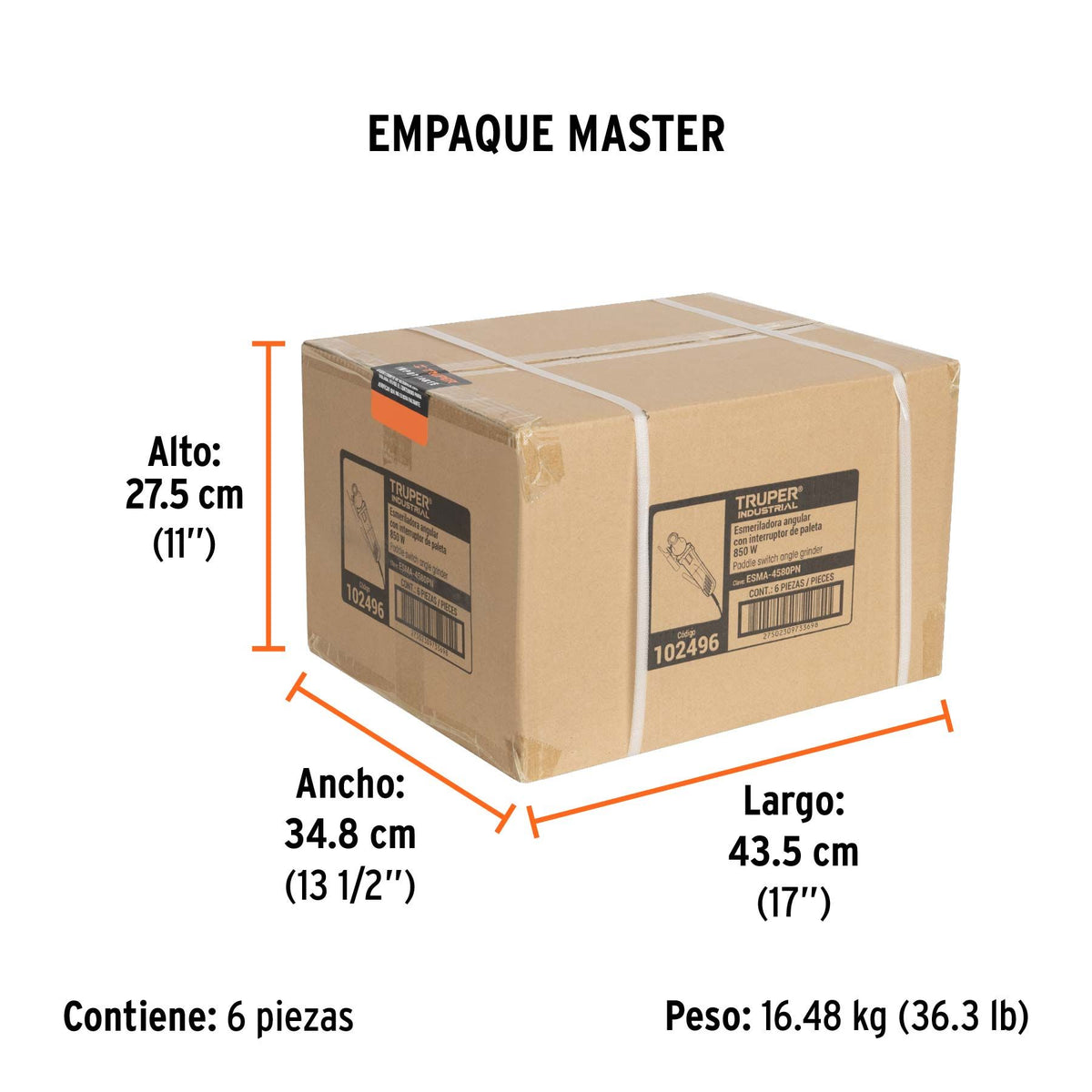 Esmeriladora Angular 4"1/2 - 850 Watts Interruptor Tipo Paleta TRUPER INDUSTRIAL