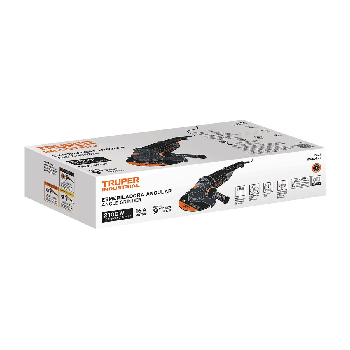 Esmeriladora Angular 9" - 2,100 Watts TRUPER INDUSTRIAL