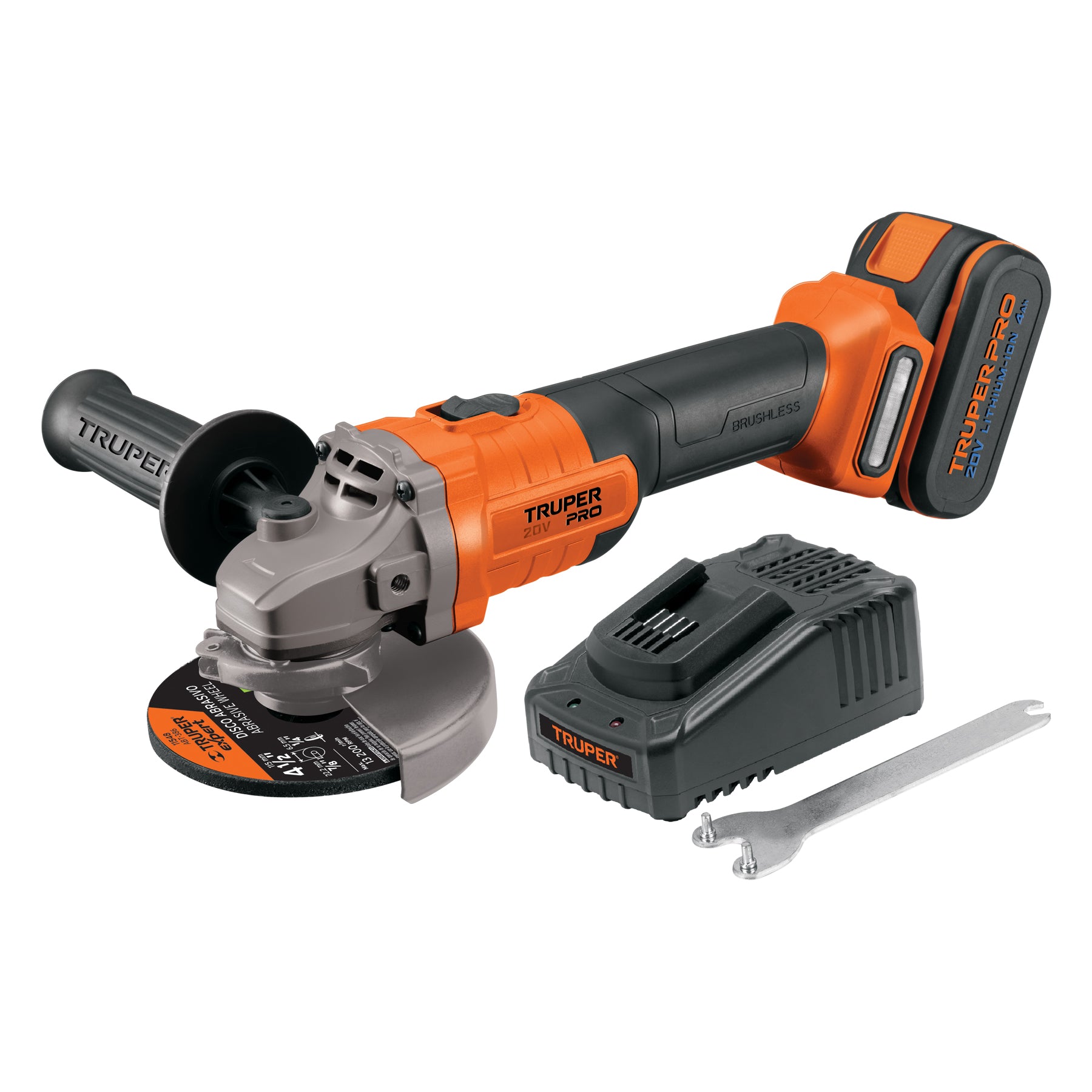 Esmeriladora Angular Inalambrica 20 Volts 4"1/2 Truper PRO