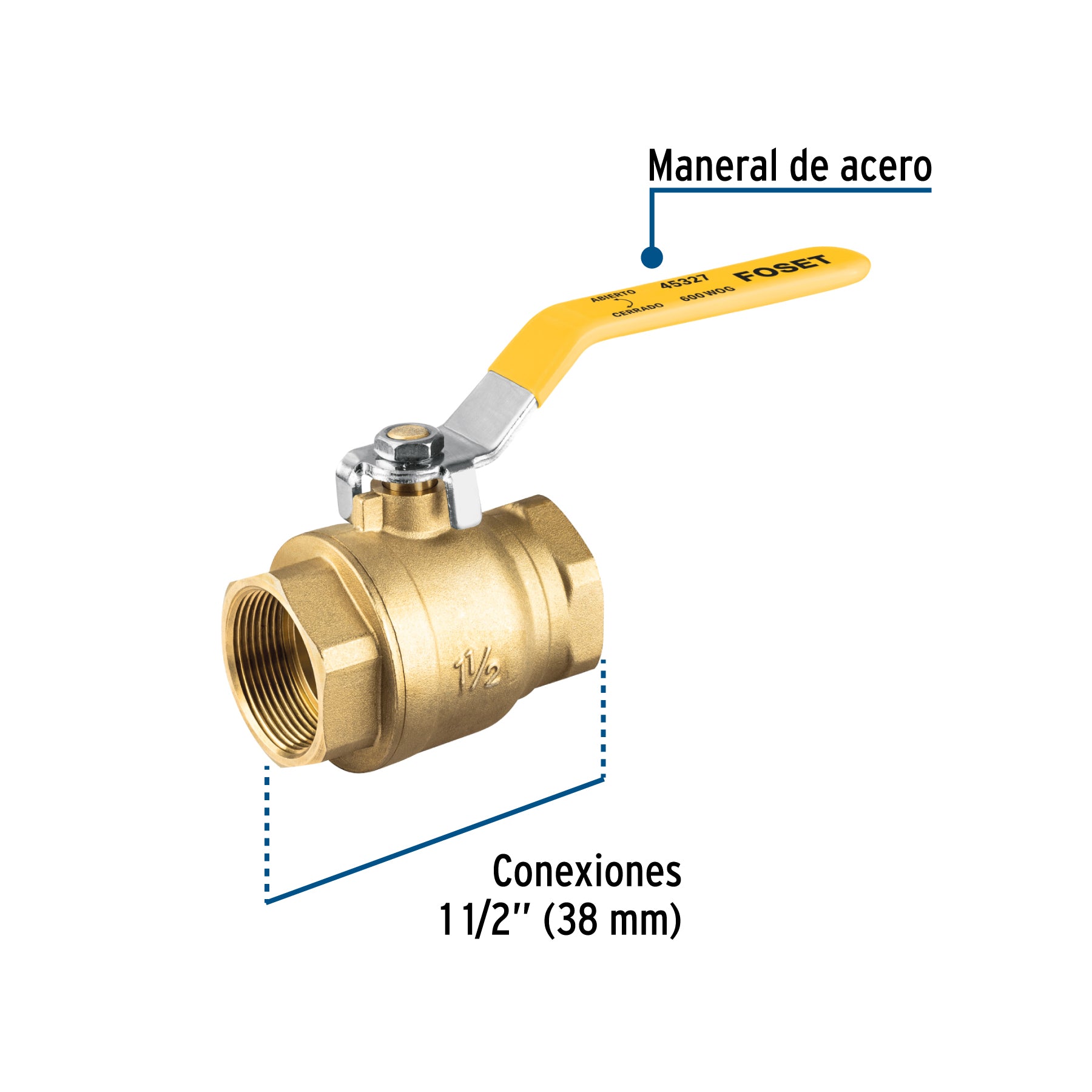 Valvula Esfera para Gas Roscable WOG Alta Presion Foset 1"1/2 (38 mm)
