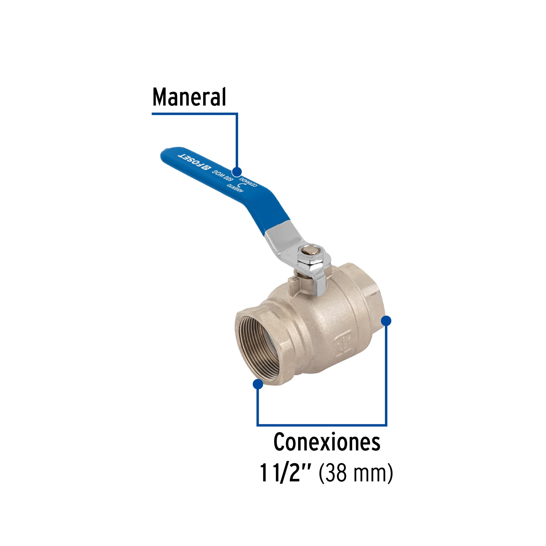 Valvula Esfera Roscable WOG Foset 600 PSI 1"1/2 (38 mm)
