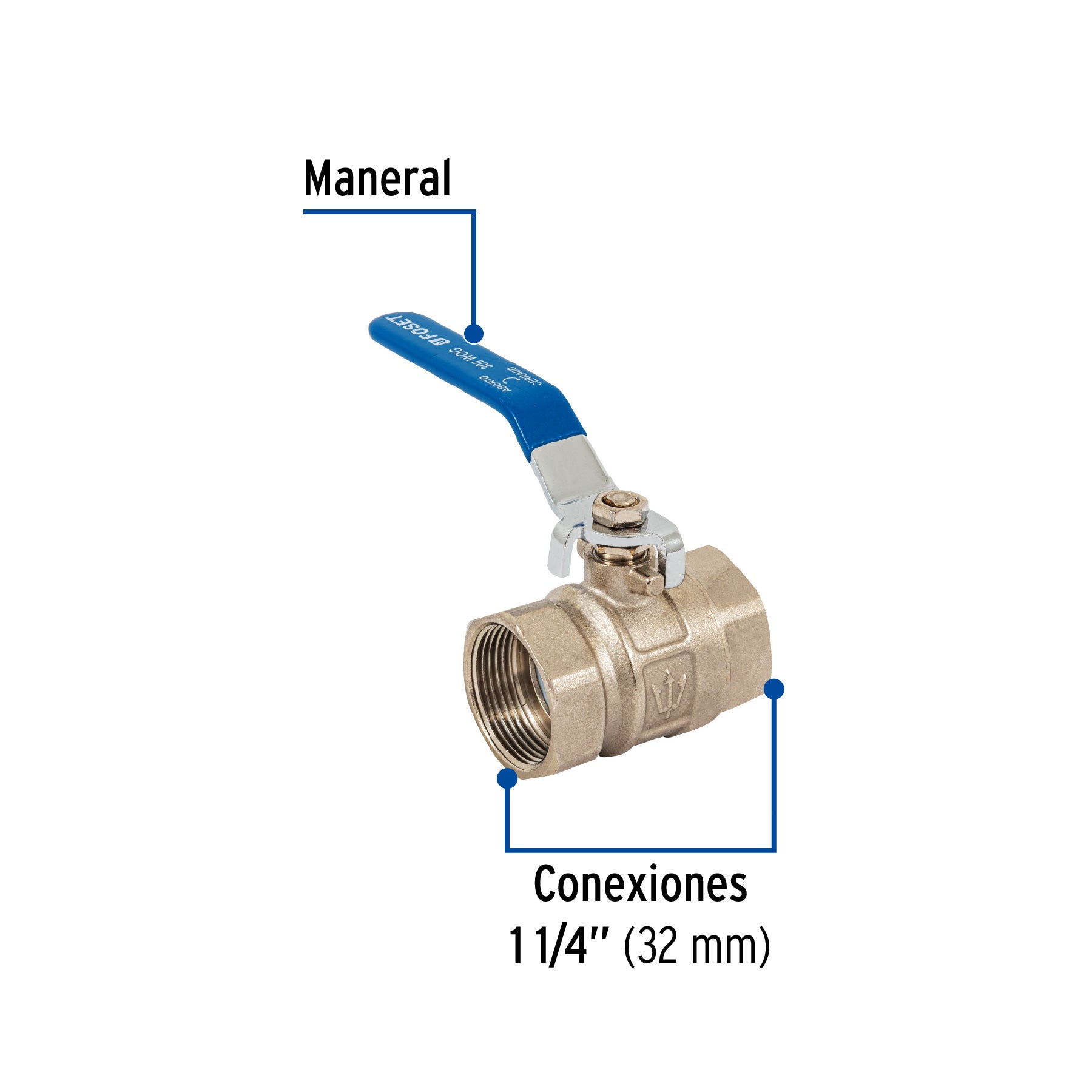 Valvula Esfera Roscable WOG Foset 300 PSI 1"1/4 (32 mm)