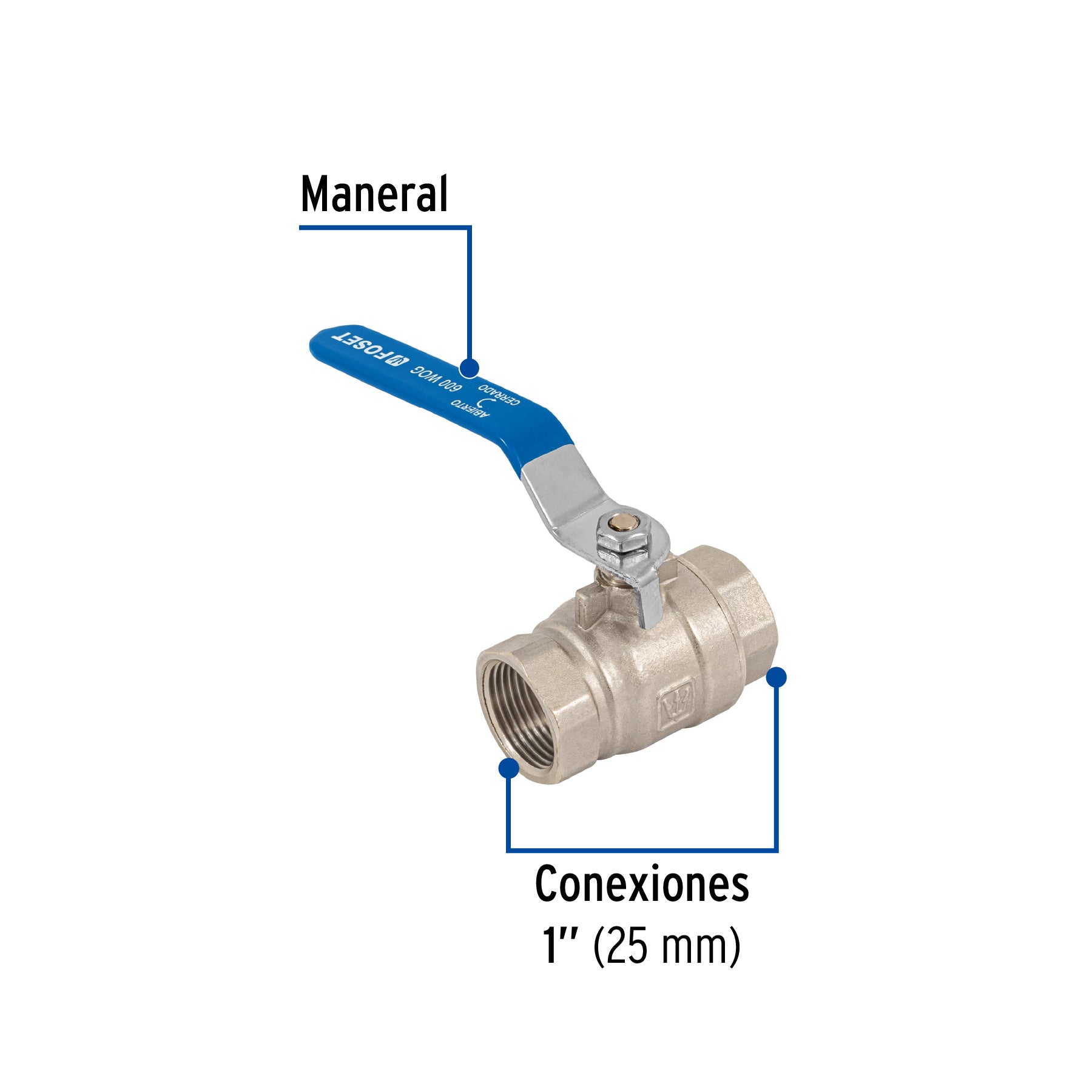 Valvula Esfera Roscable WOG Foset 600 PSI 1" (25 mm)