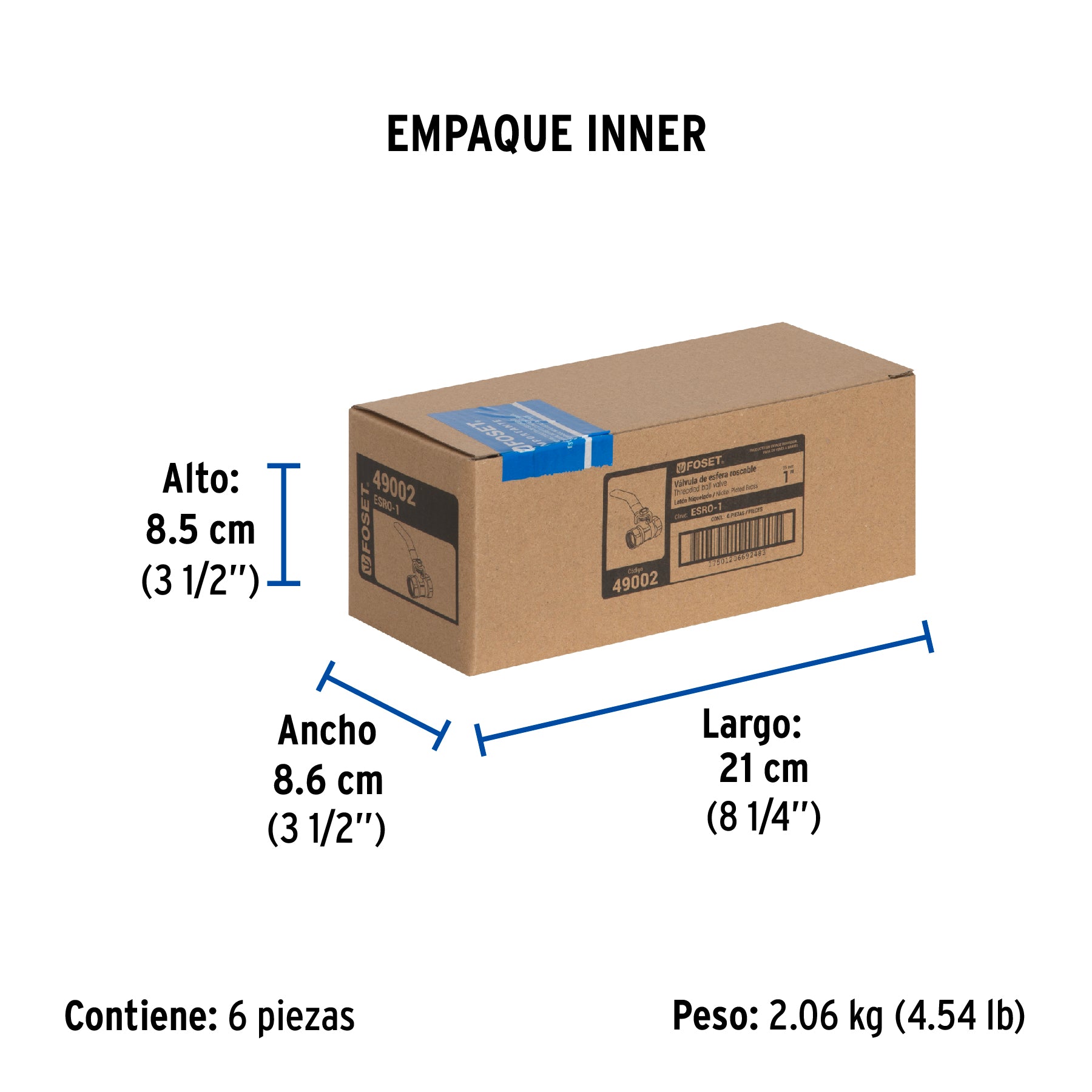 Valvula Esfera Roscable WOG Foset 200 PSI 1" (25 mm)